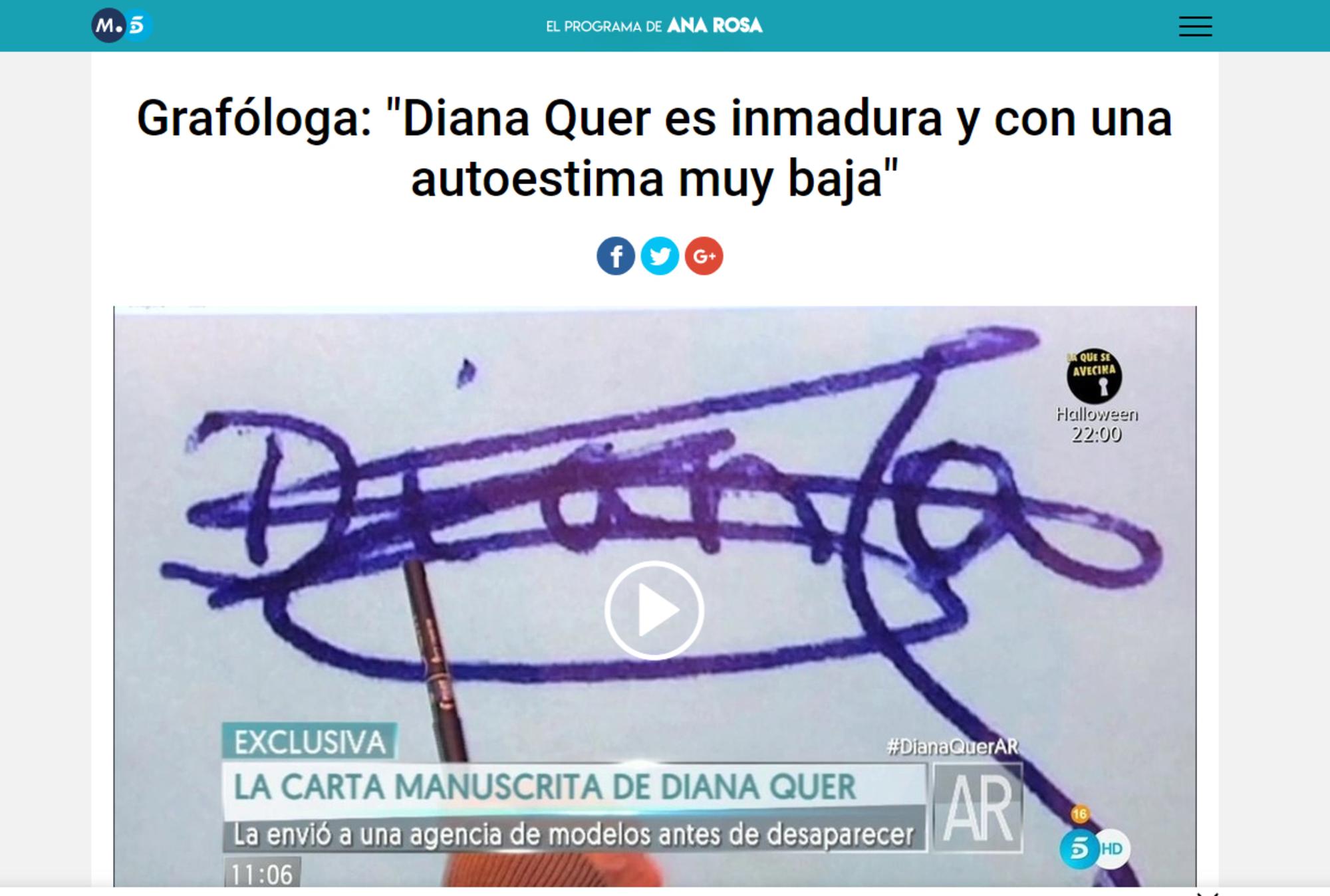 Diana  Quer y los medios de comunicación