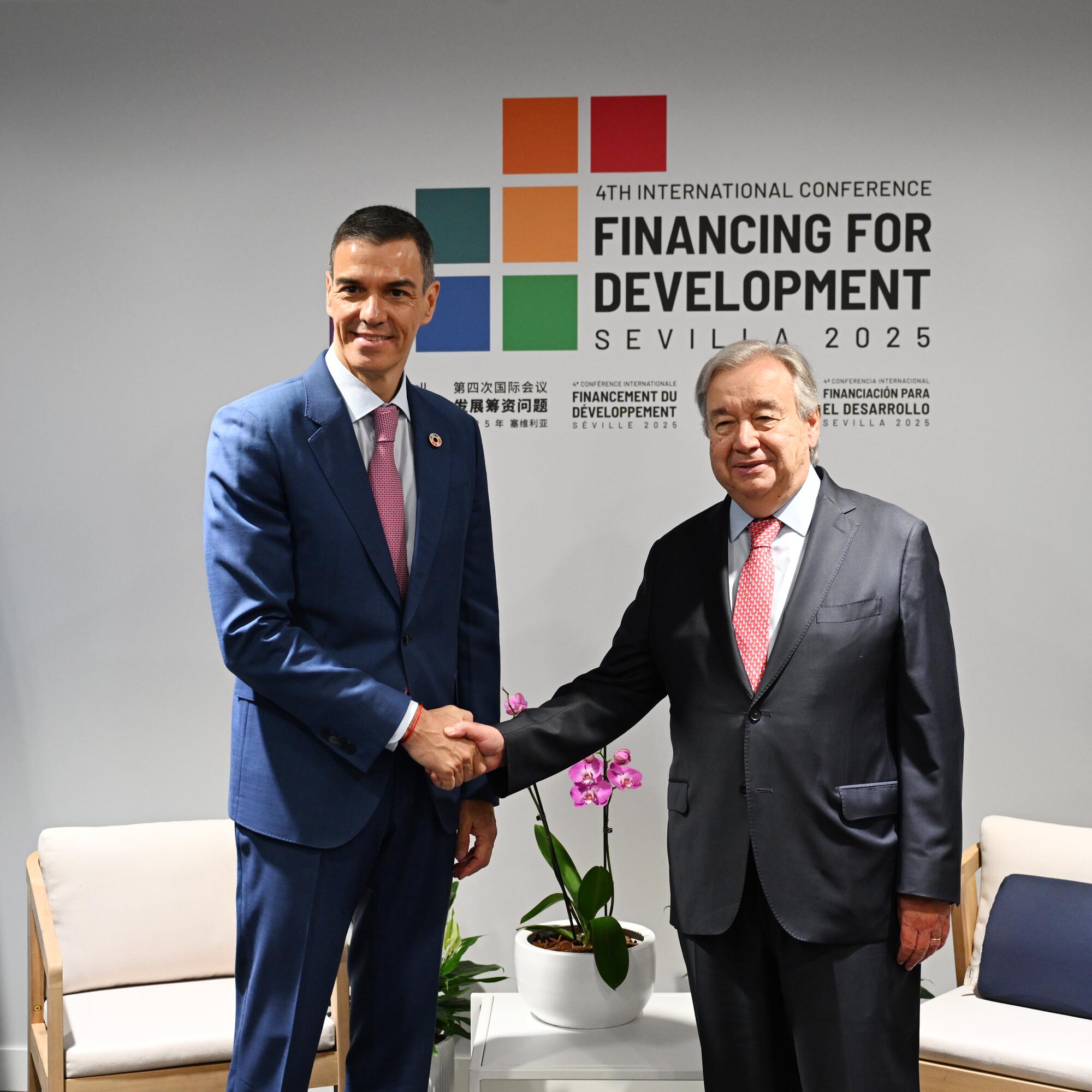 Pedro Sánchez y António Guterres ONU