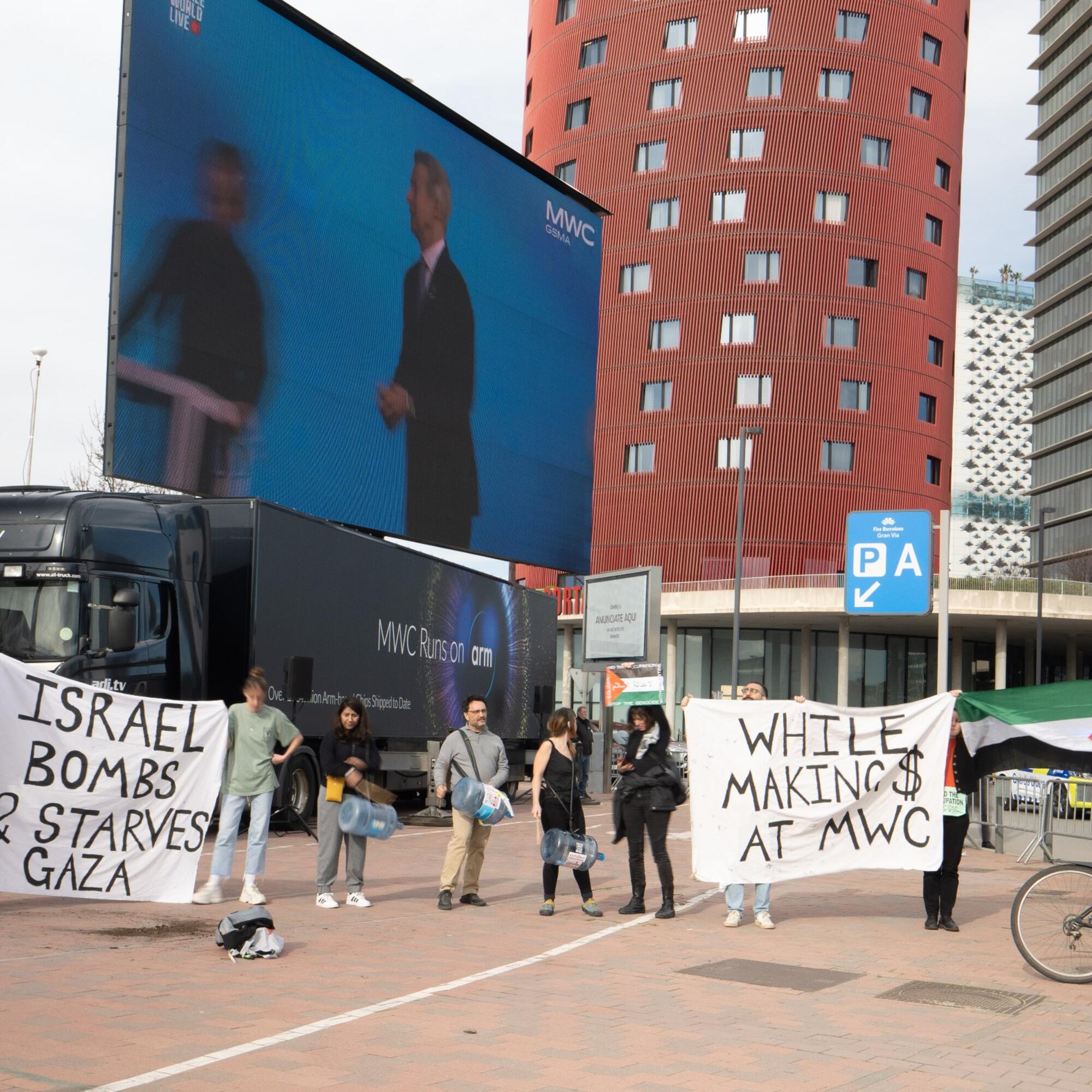 Protesta en Mobile World Congress de Barcelona