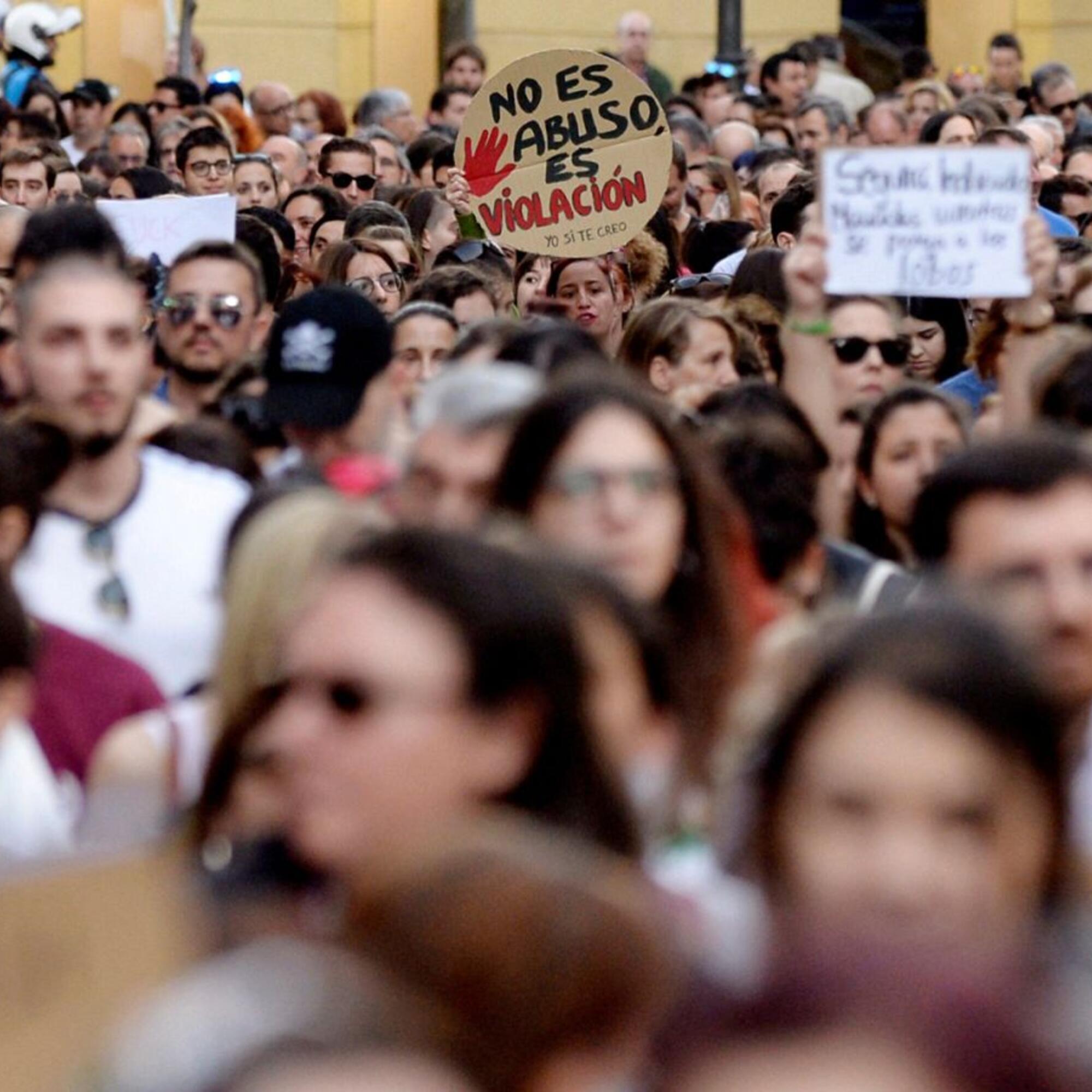 Manifestación en Pamplona contra la sentencia de “La Manada”. Fuente: RTVE.