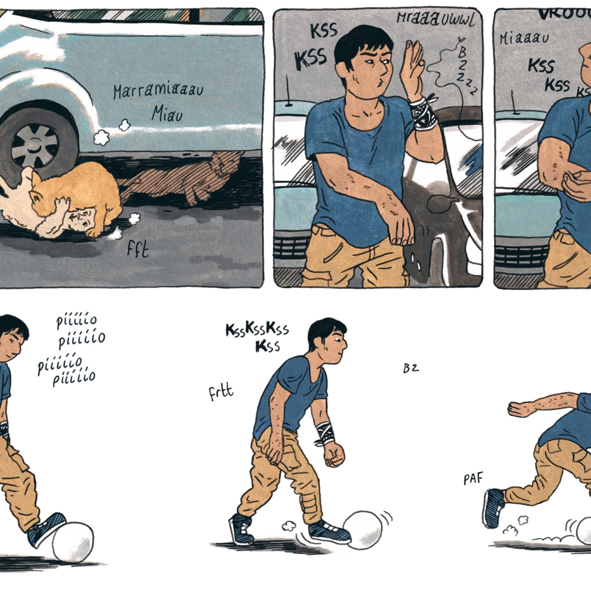 Viñetas del cómic ‘Moheeb en el aparcamiento’, de Clara Lodewick