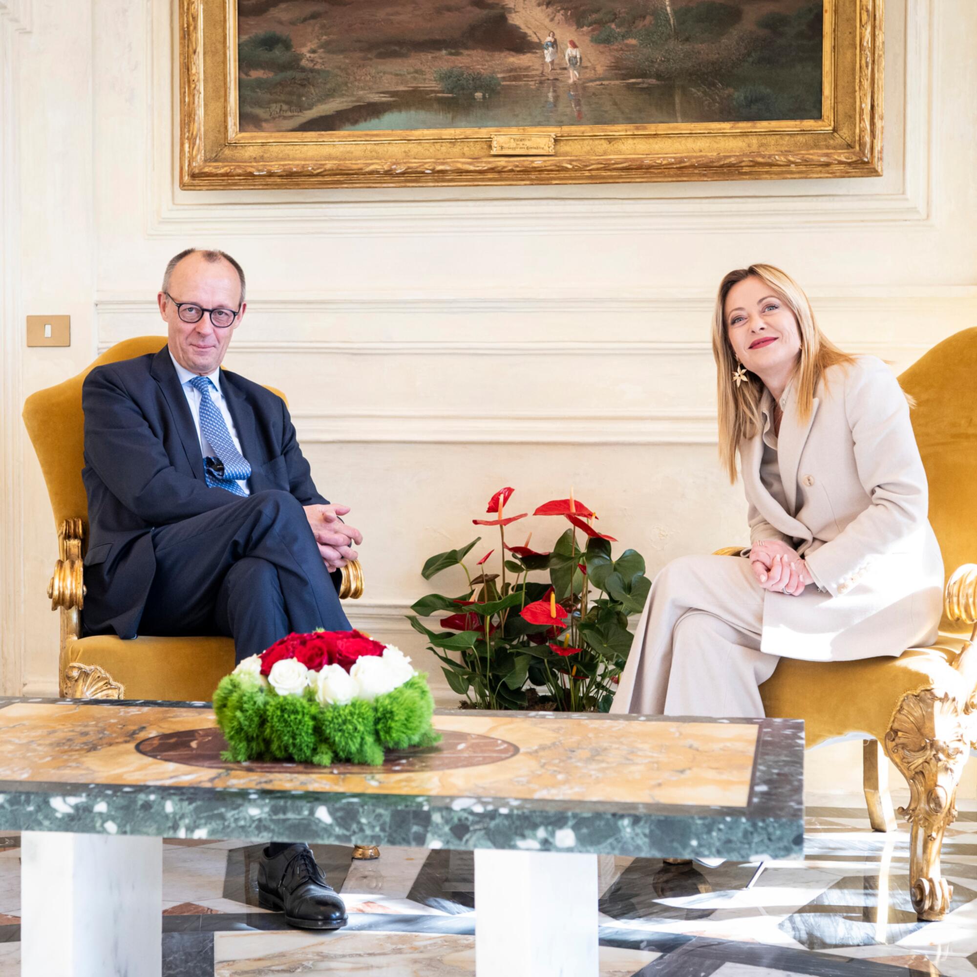 Friedrich Merz y Giorgia Meloni en la cumbre bilateral entre Alemania e Italia. Gobierno federal alemán/Guido Bergmann 