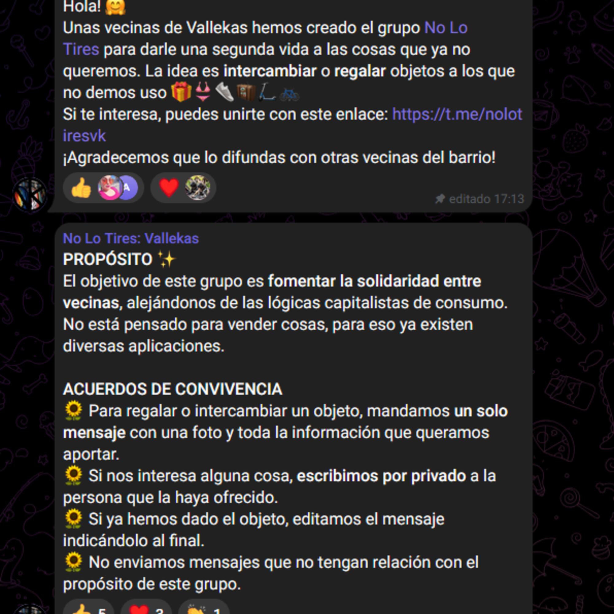 Acuerdos de convivencia del grupo «No lo tires Vallekas»