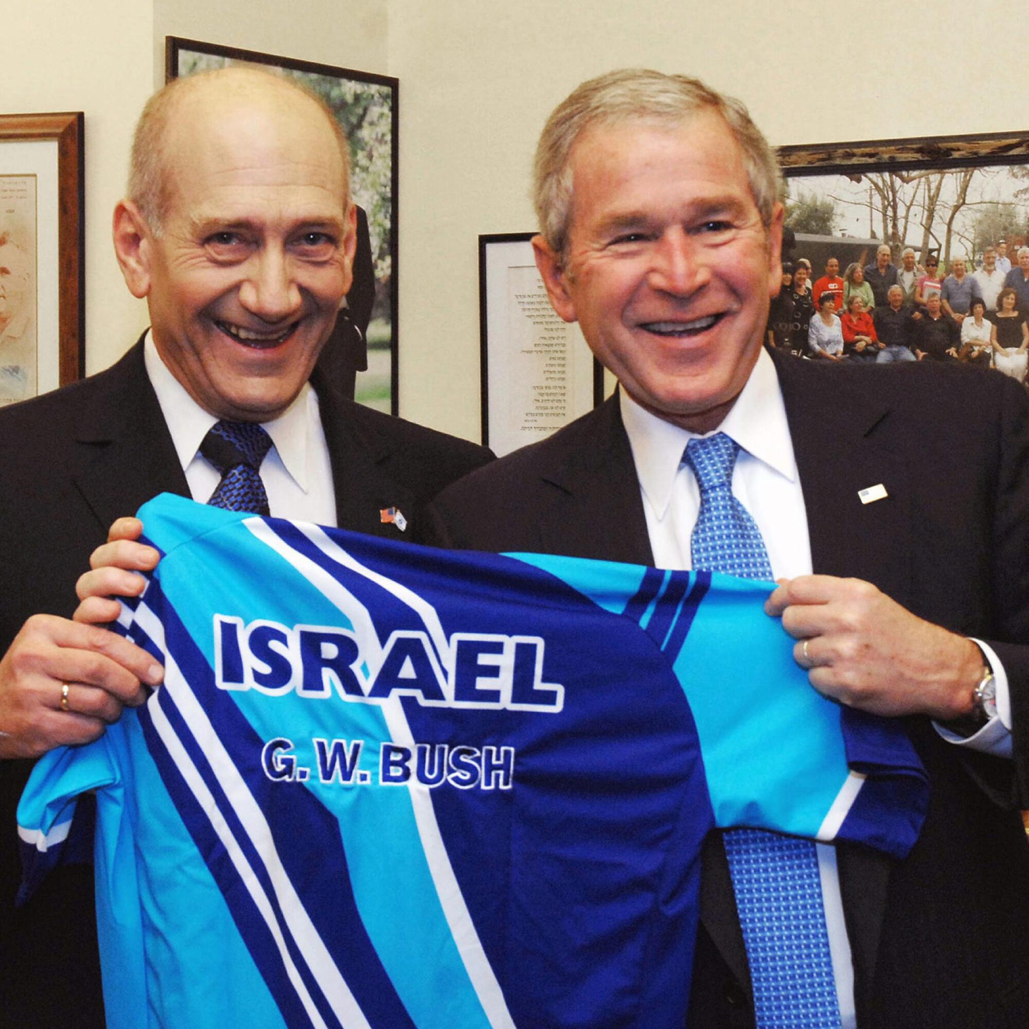 Ehud Olmert y George W. Bush