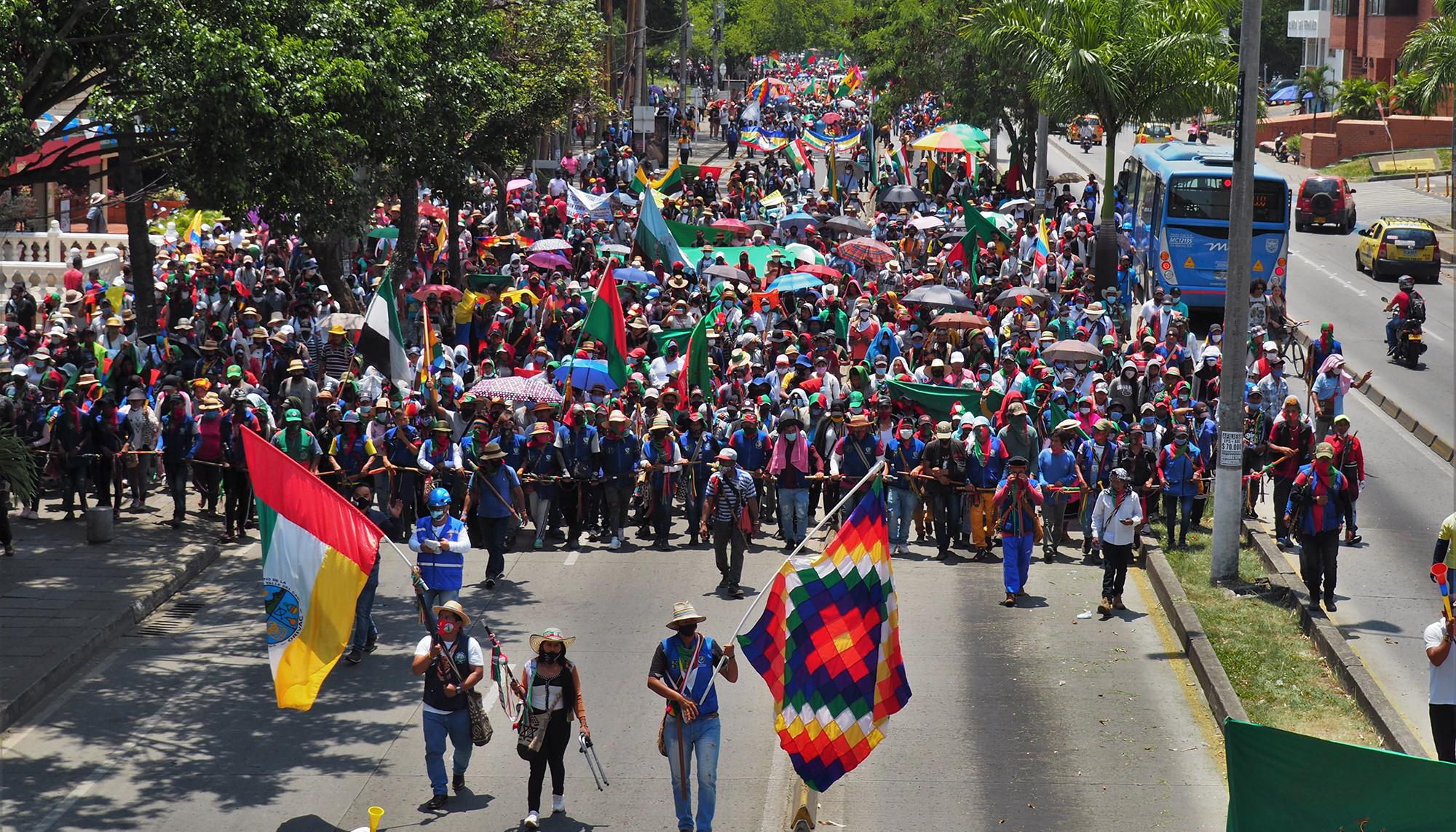 La Minga indígena en su paso por la ciudad de Cali del pasado 14 de octubre.