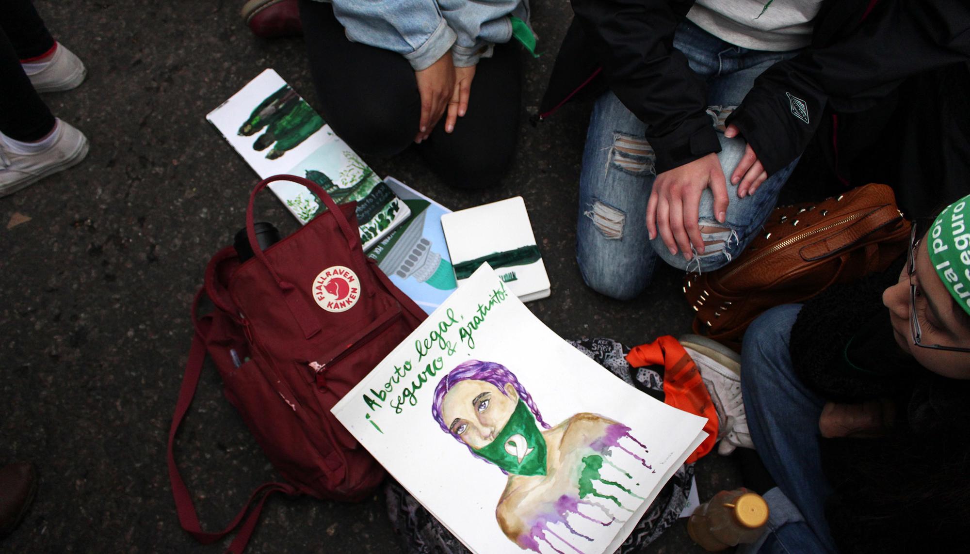 Manifestación a favor del aborto en Buenos Aires