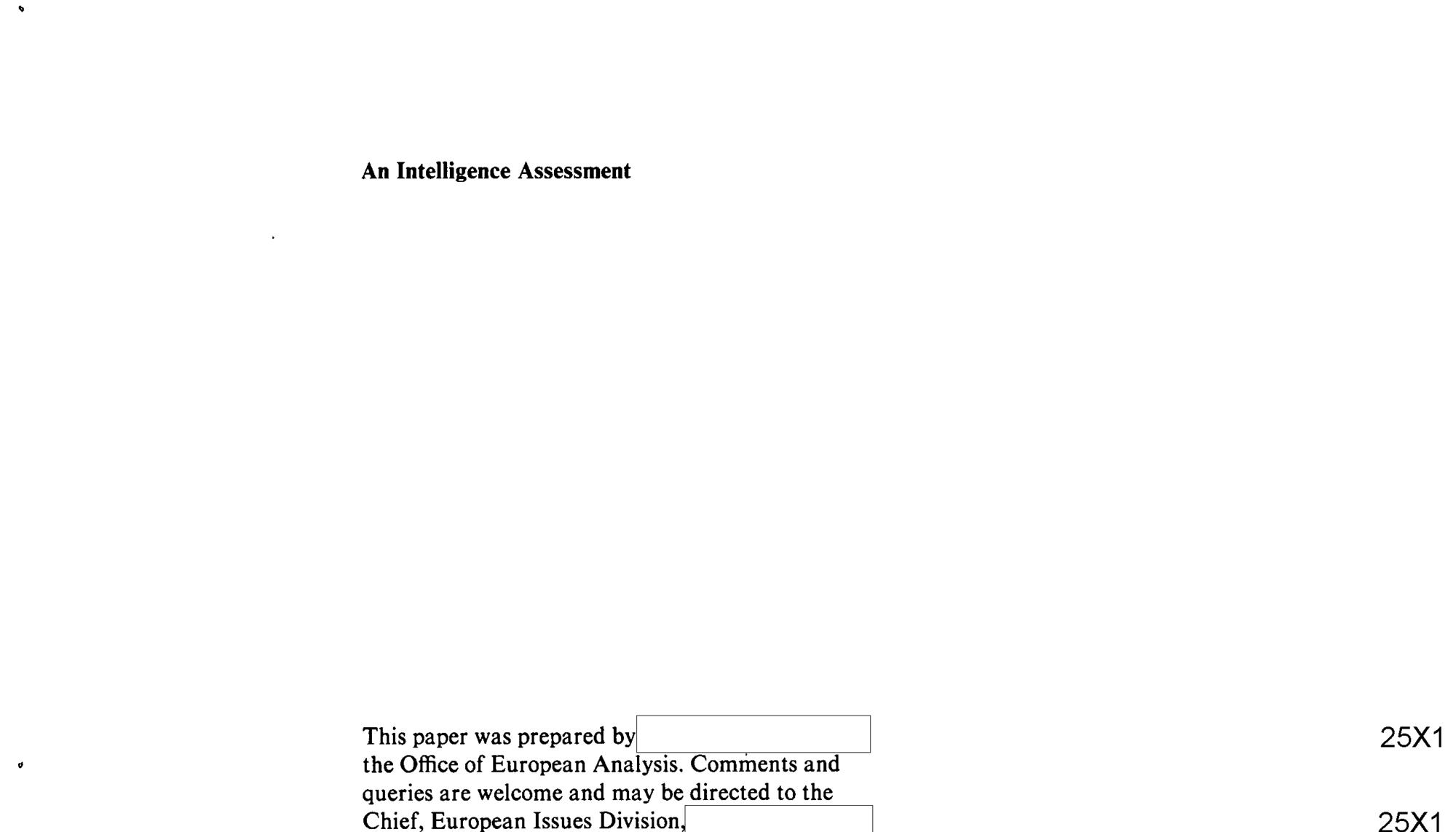 Portada del informe ‘España: terrorismo vasco y respuesta del Gobierno’ que la Oficina de Análisis Europea de la CIA redactó en 1984