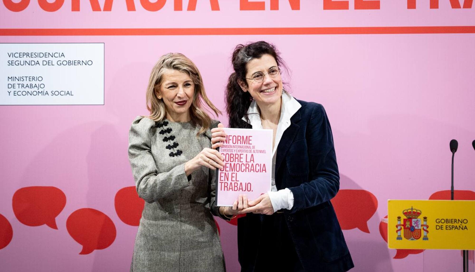 presentación informe democracia trabajo yolanda diaz