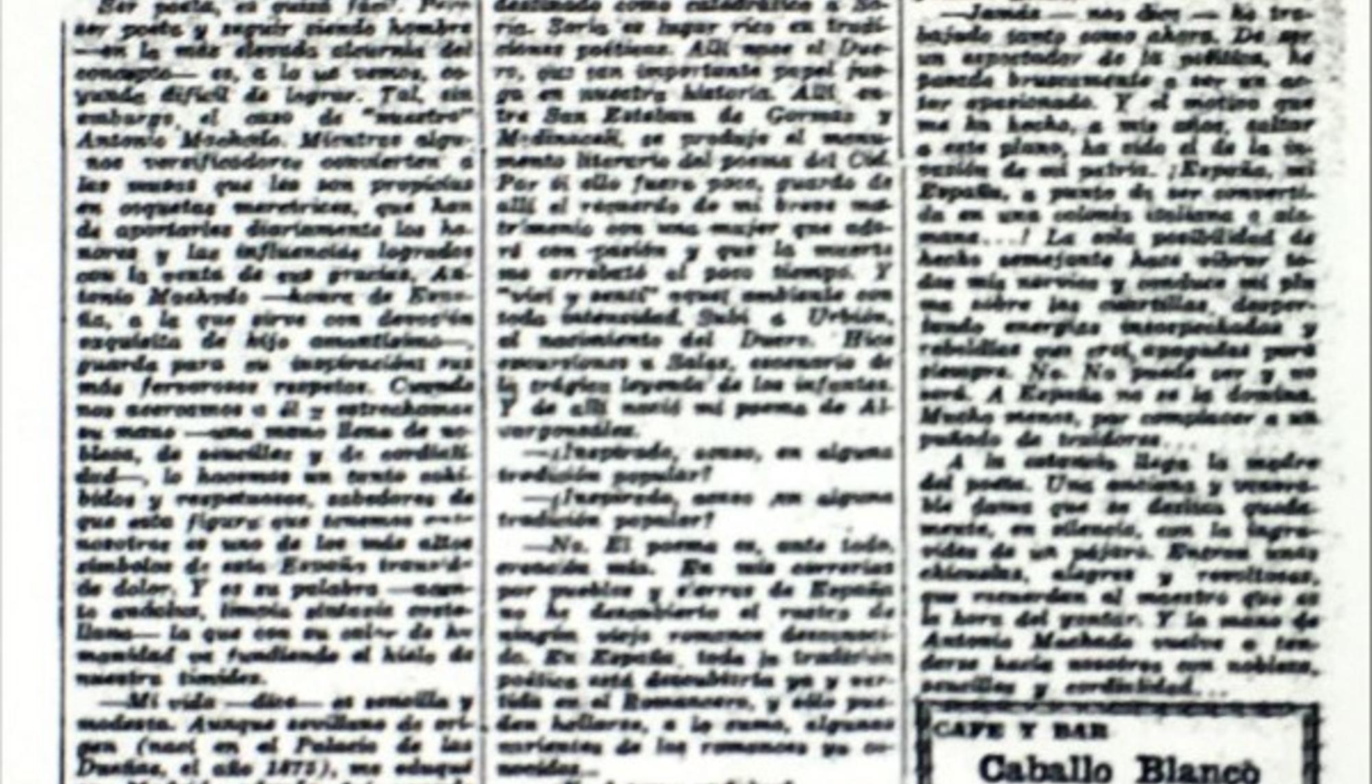Última entrevista con Antonio Machado