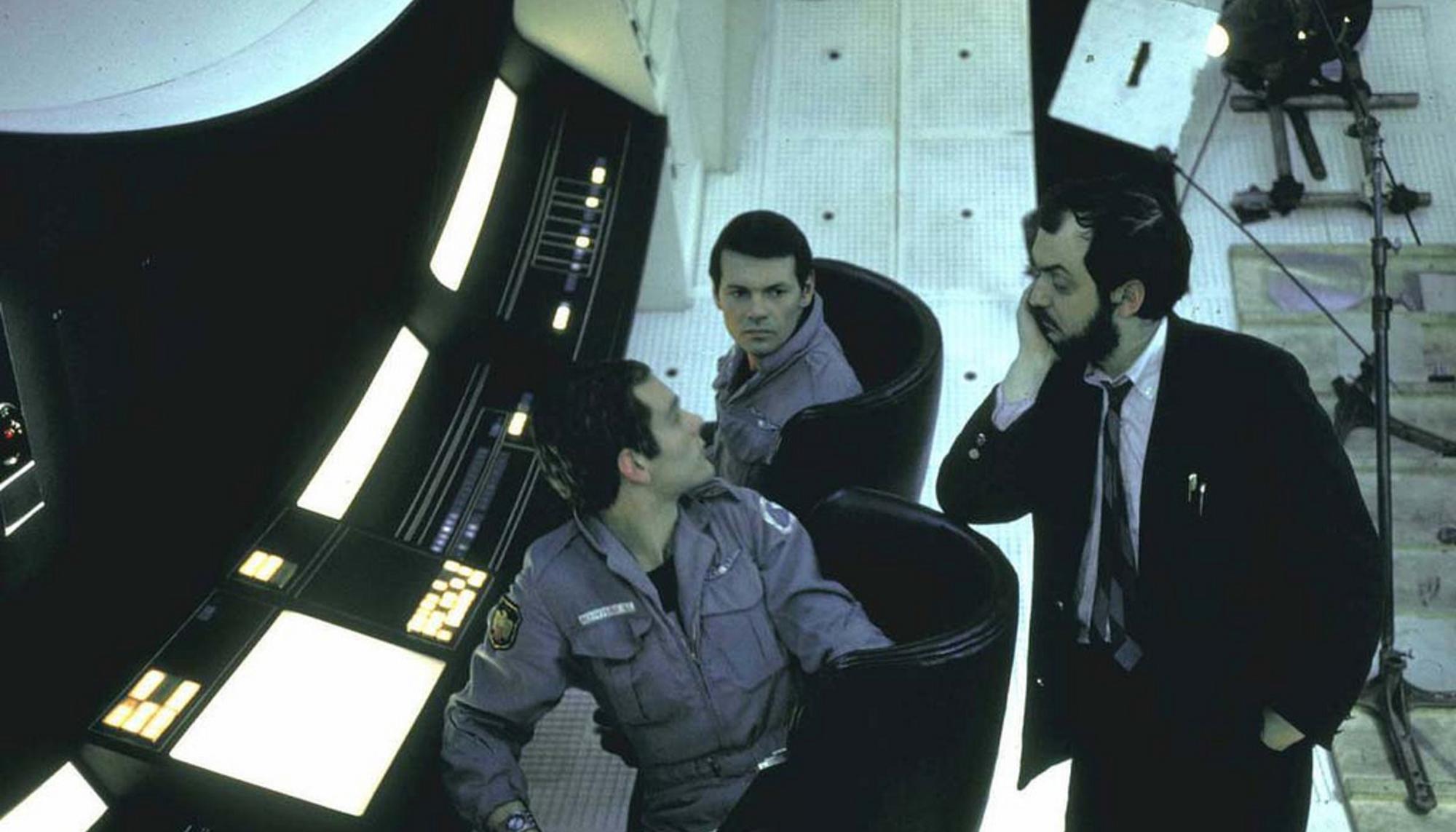 Keir Dullea y Gary Lockwood, con Stanley Kubrick