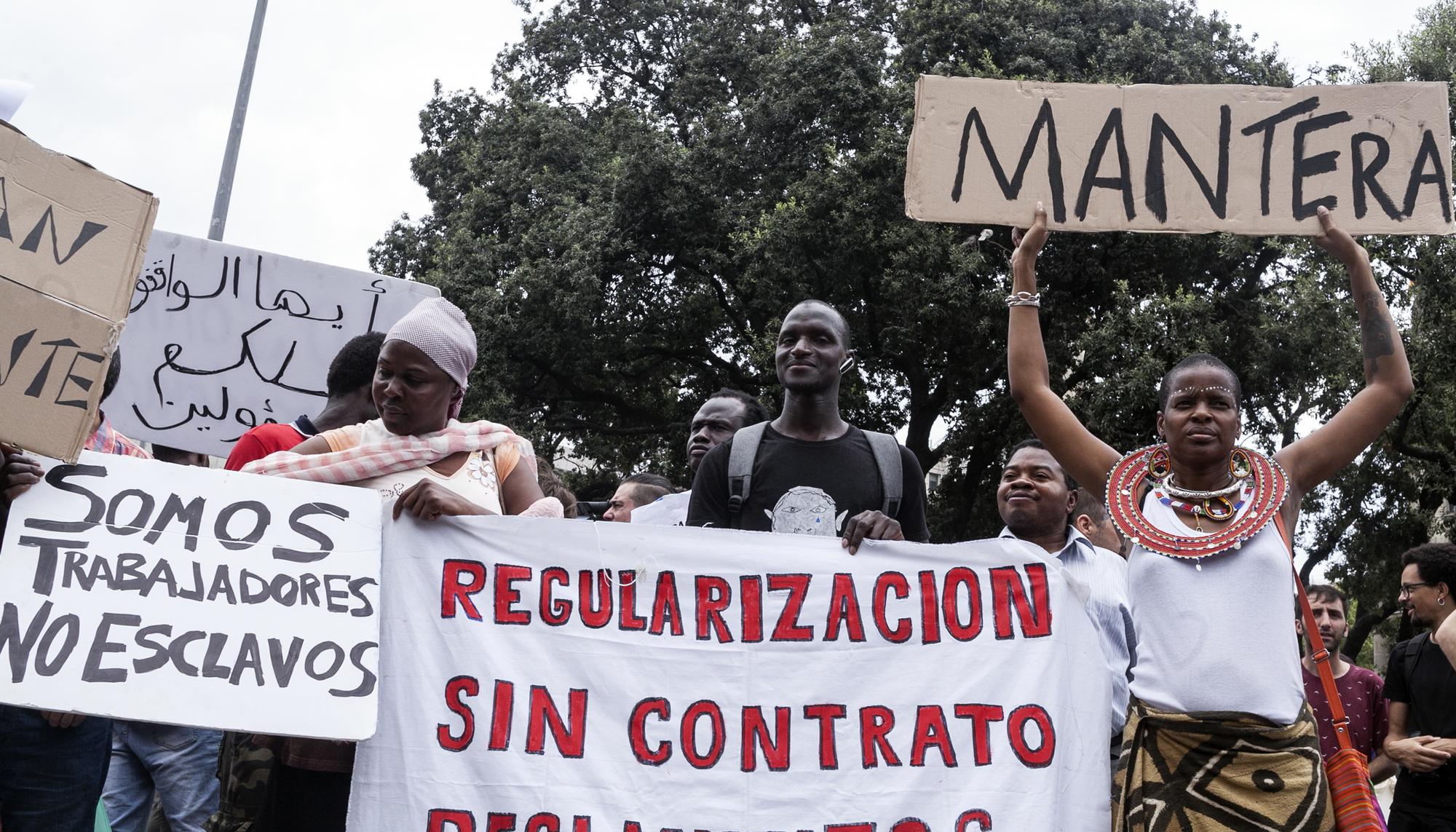 Los manteros protestan contra la criminalización del colectivo