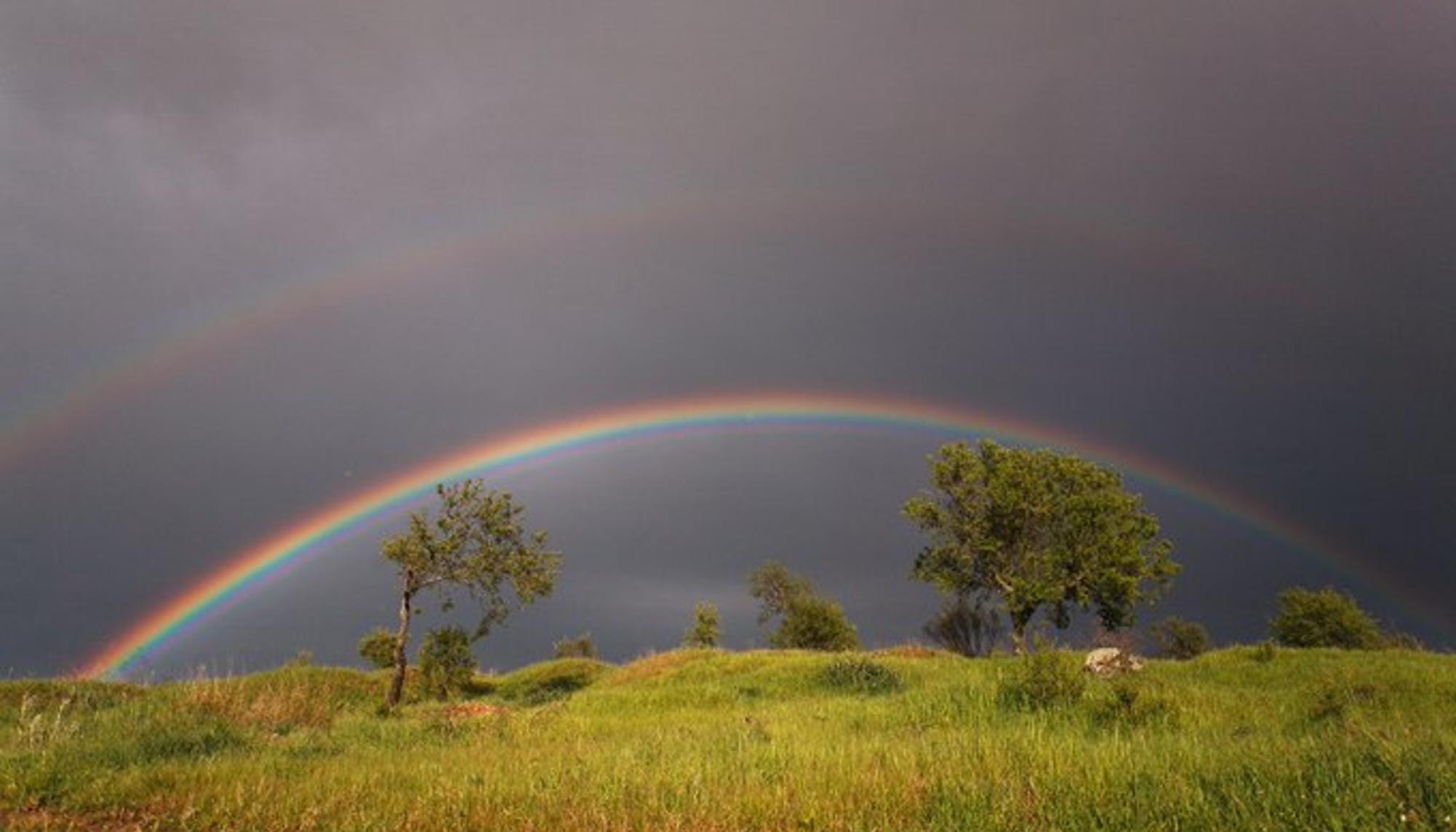 Arco iris. Arcoiris. Campo. Medio ambiente. Naturaleza. Prado