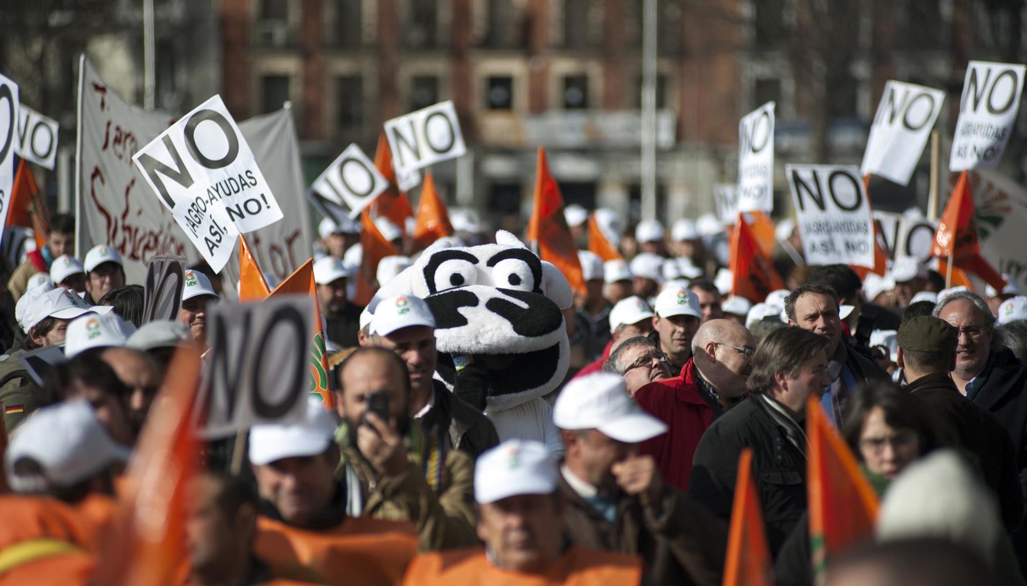 Manifestación de agricultores y ganaderos en Madrid en el año 2014