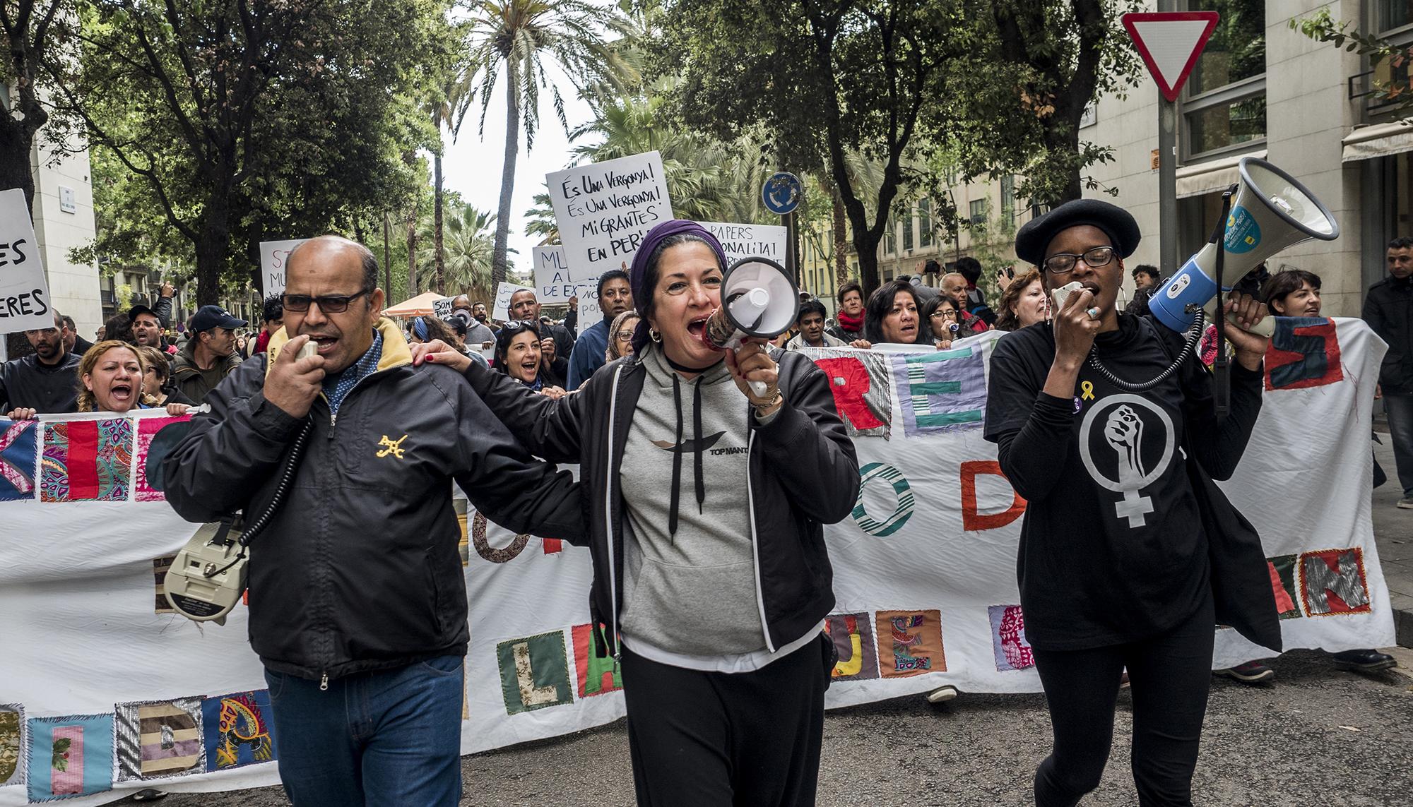 Manifestación el 1 de mayo por los derechos de las personas migrantes.