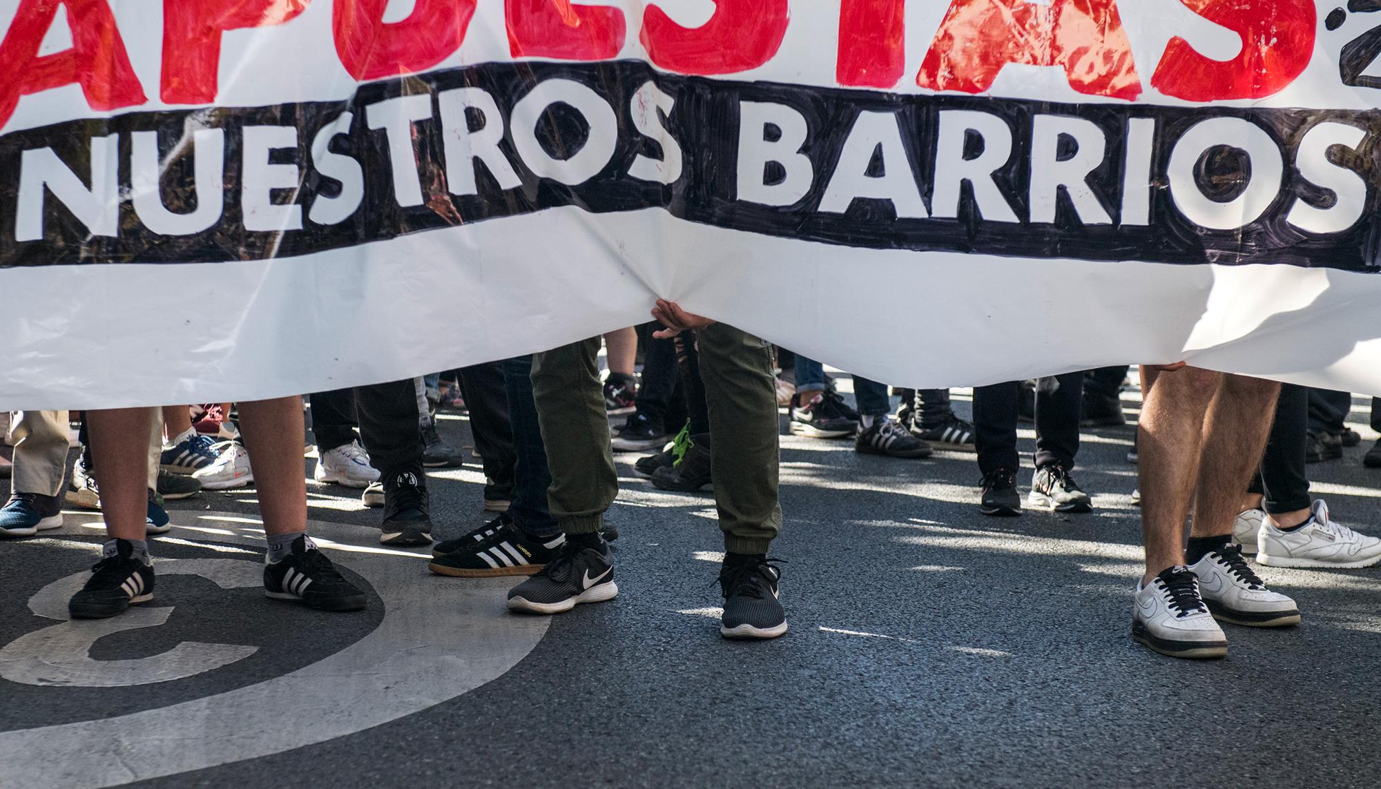 Manifestacion contra las casa de apuestas en el barrio de Tetuan, Madrid.