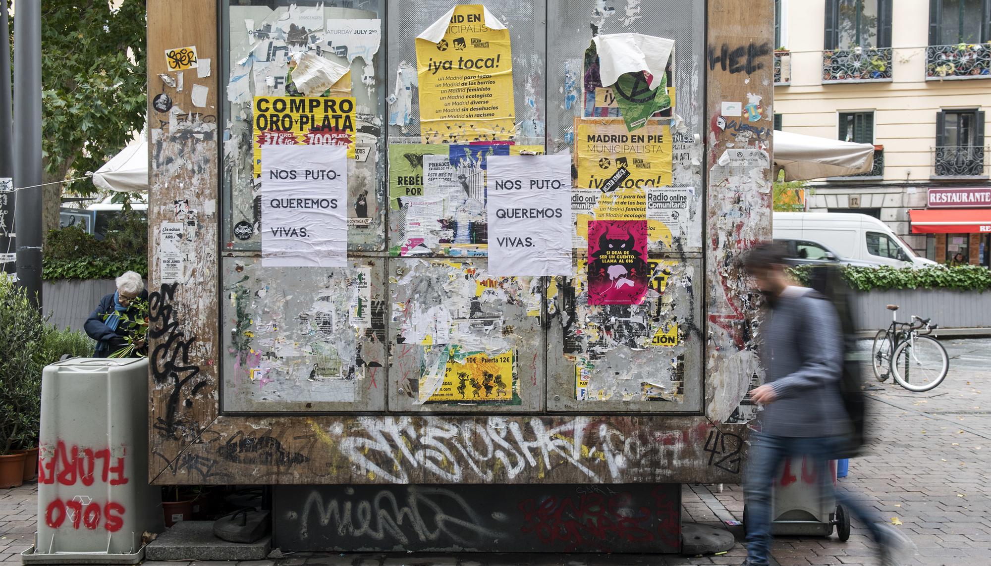 Acción en el barrio de Lavapiés contra la violencia machista