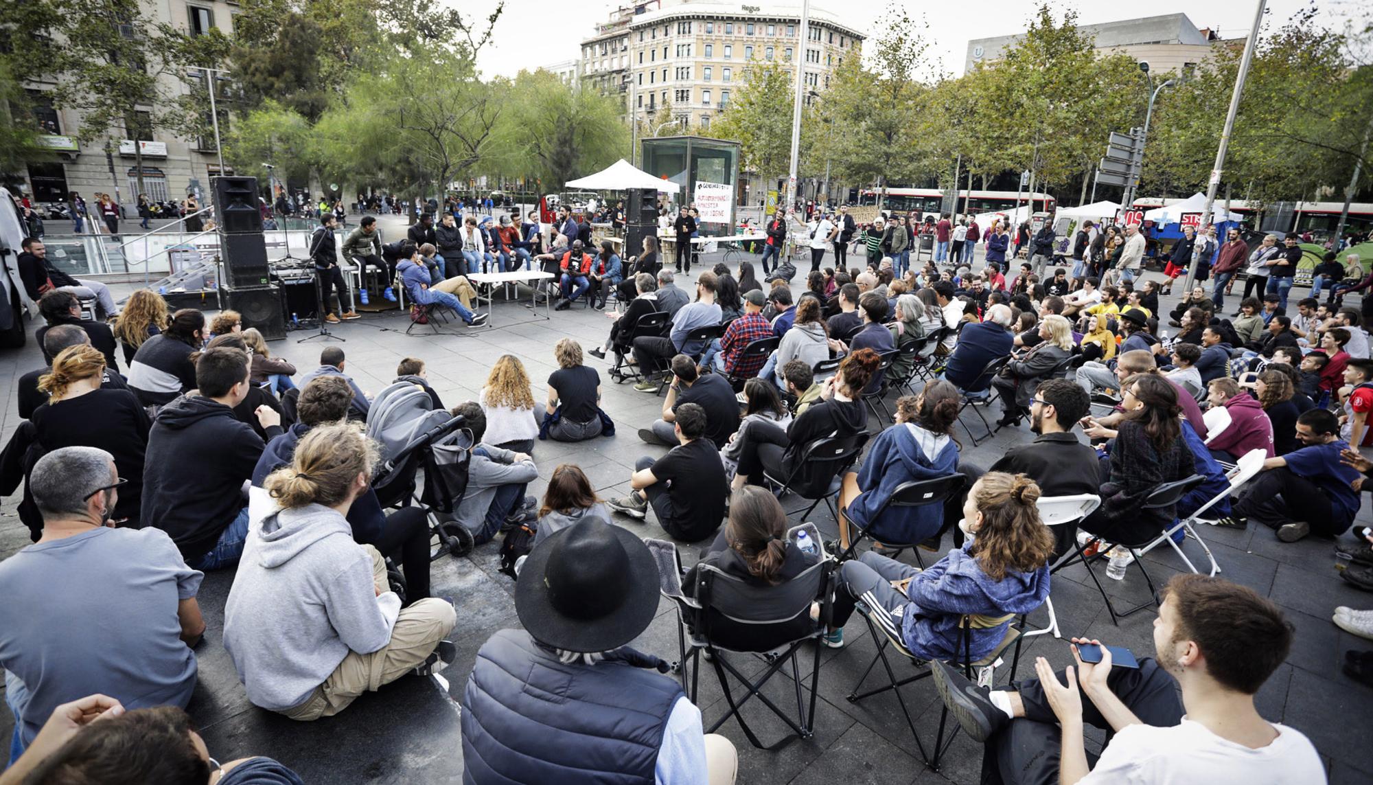 Acampada de estudiantes en Barcelona