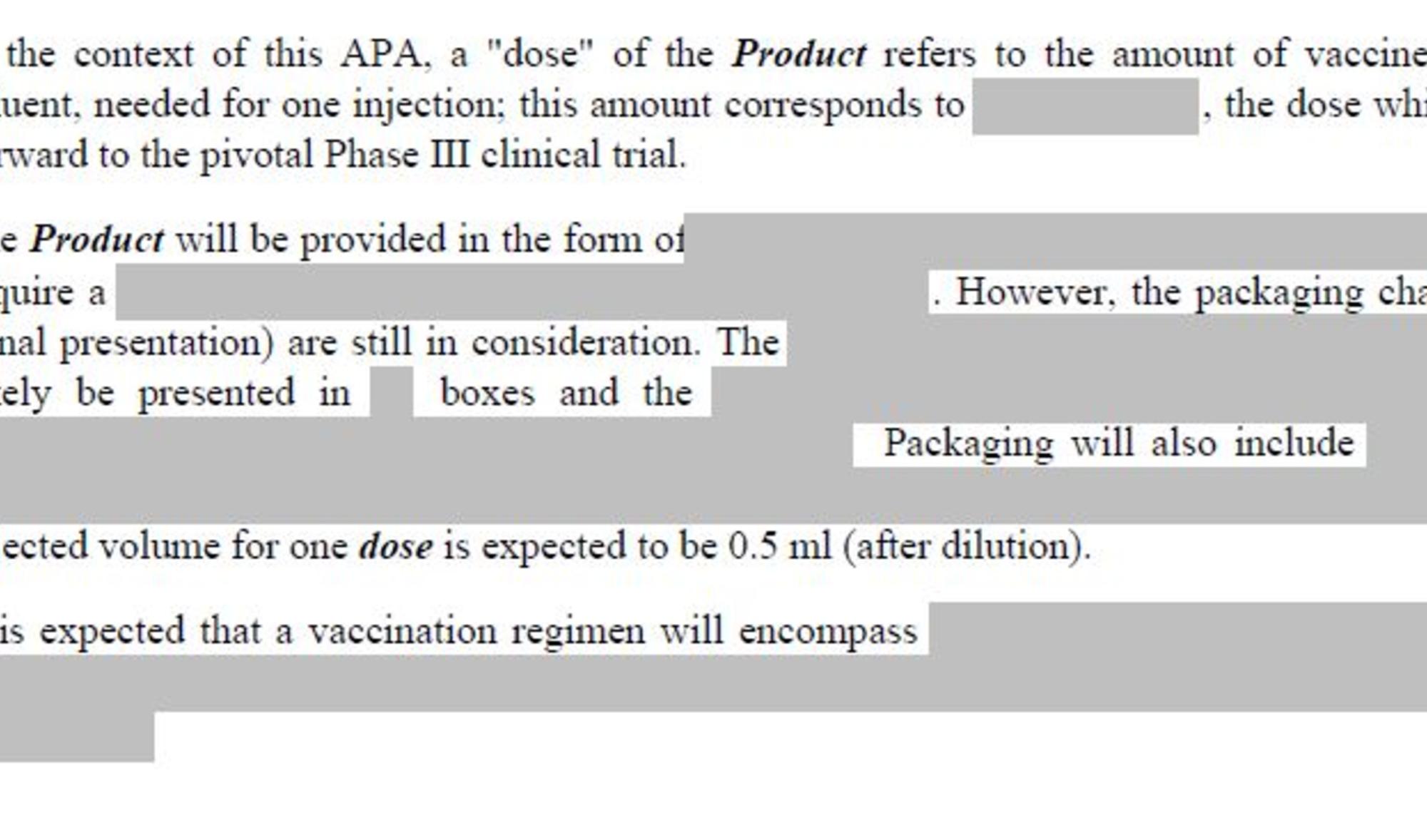 Especificación producto contrato vacuna