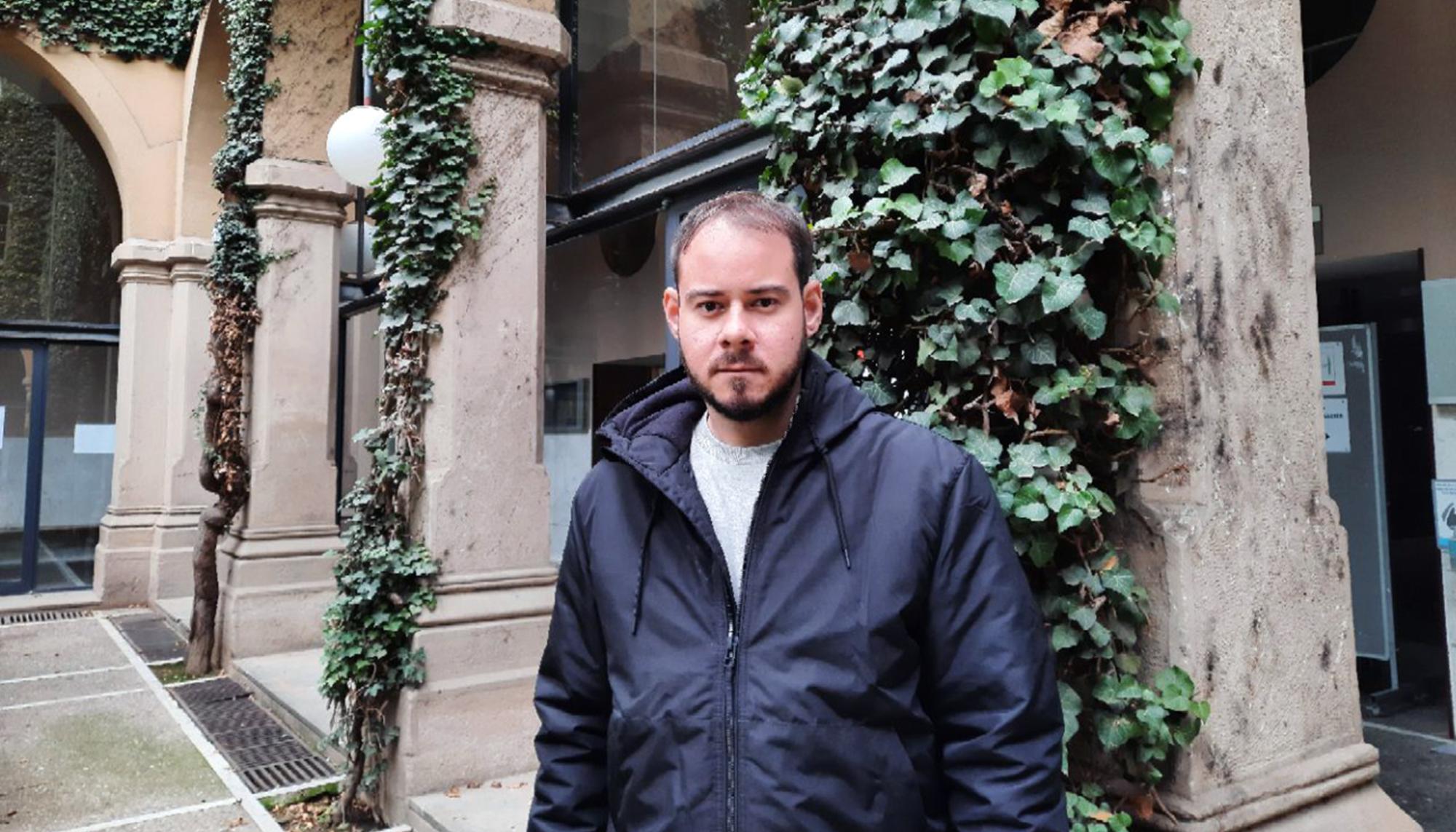 Pablo Hasél en el rectorado de la Universitat de Lleida.