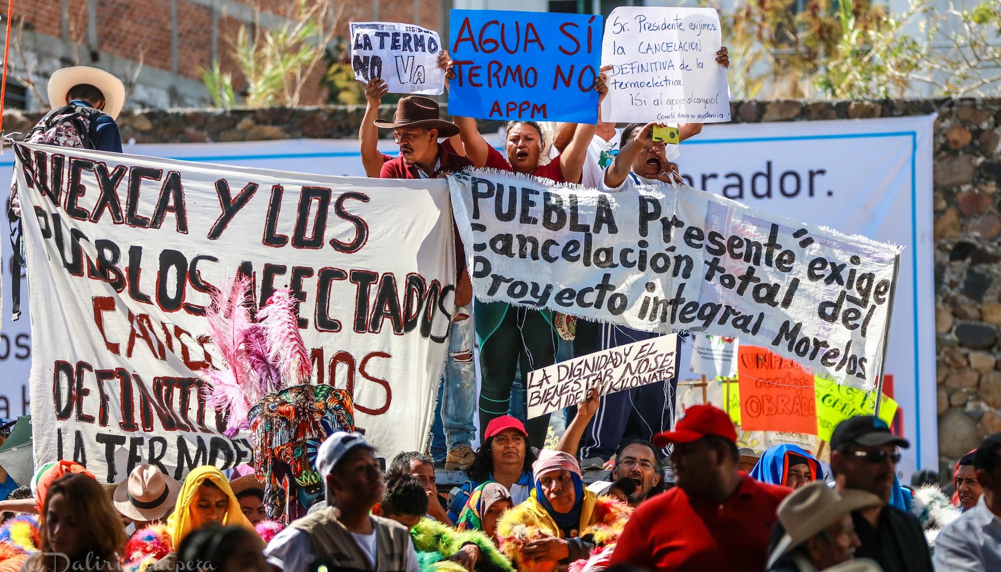 Manifestación contra termoeléctrica en Huexca (Morelos, México)