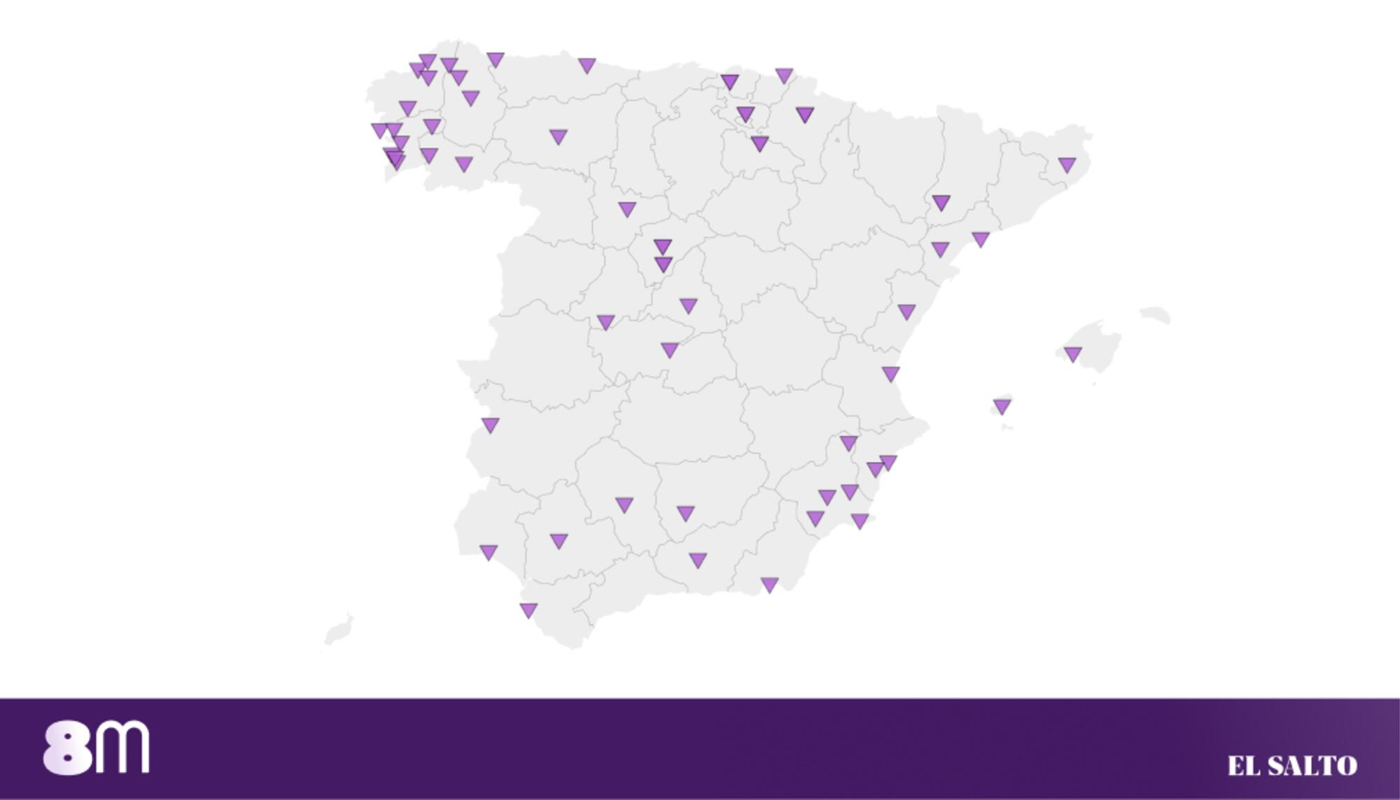 Mapa convocatorias 8 de marzo 2026