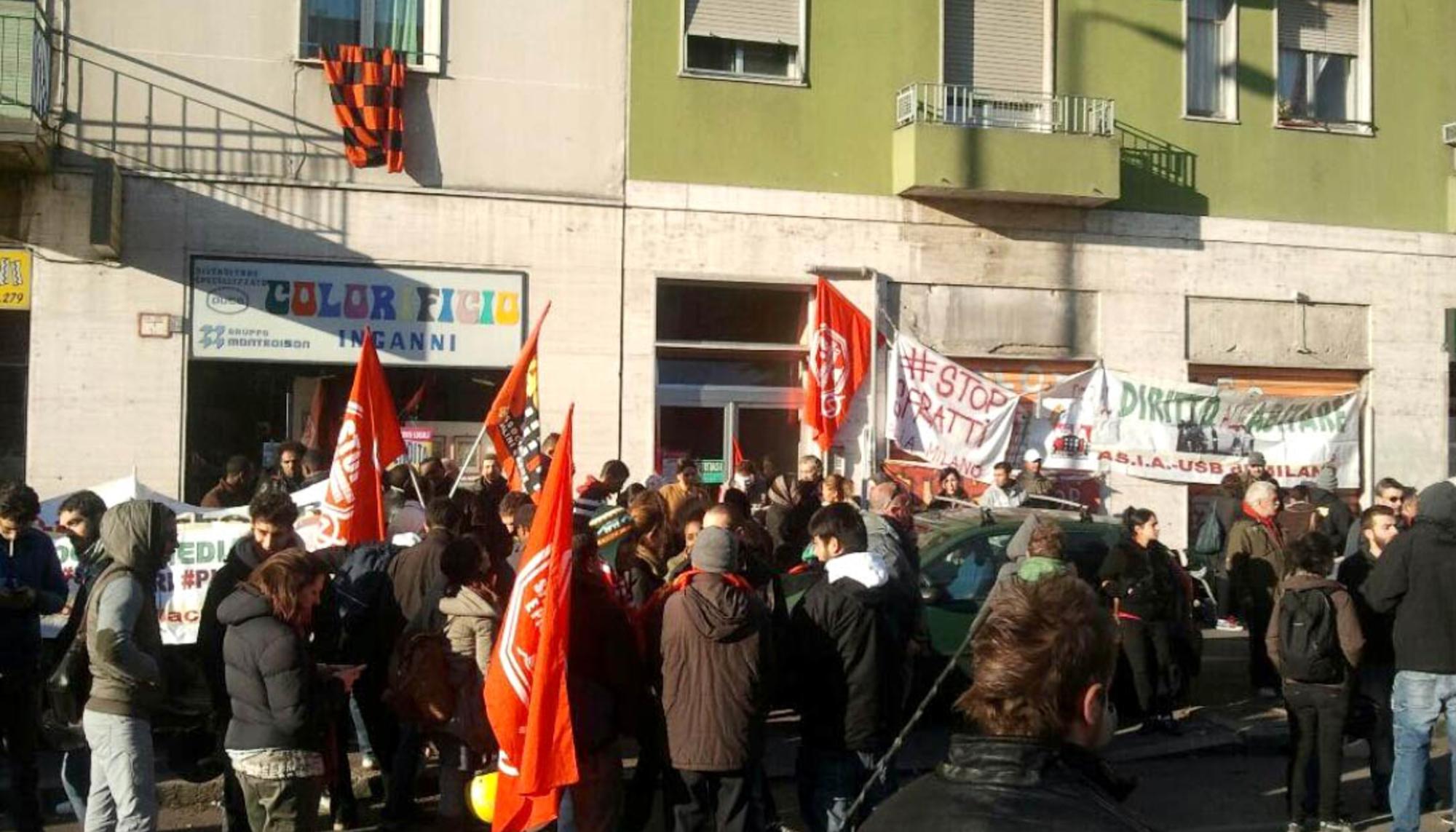 Movilización para frenar un desahucio en Italia en 2013