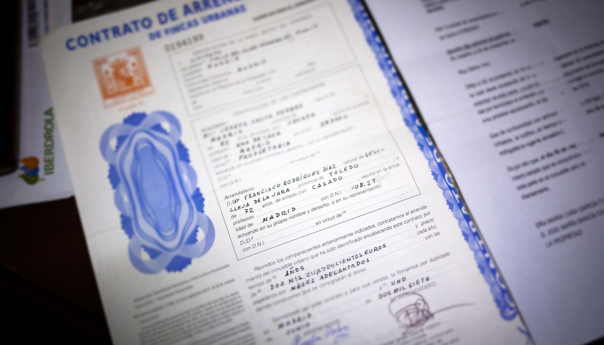 Contrato de alquiler de Francisco Rodríguez
