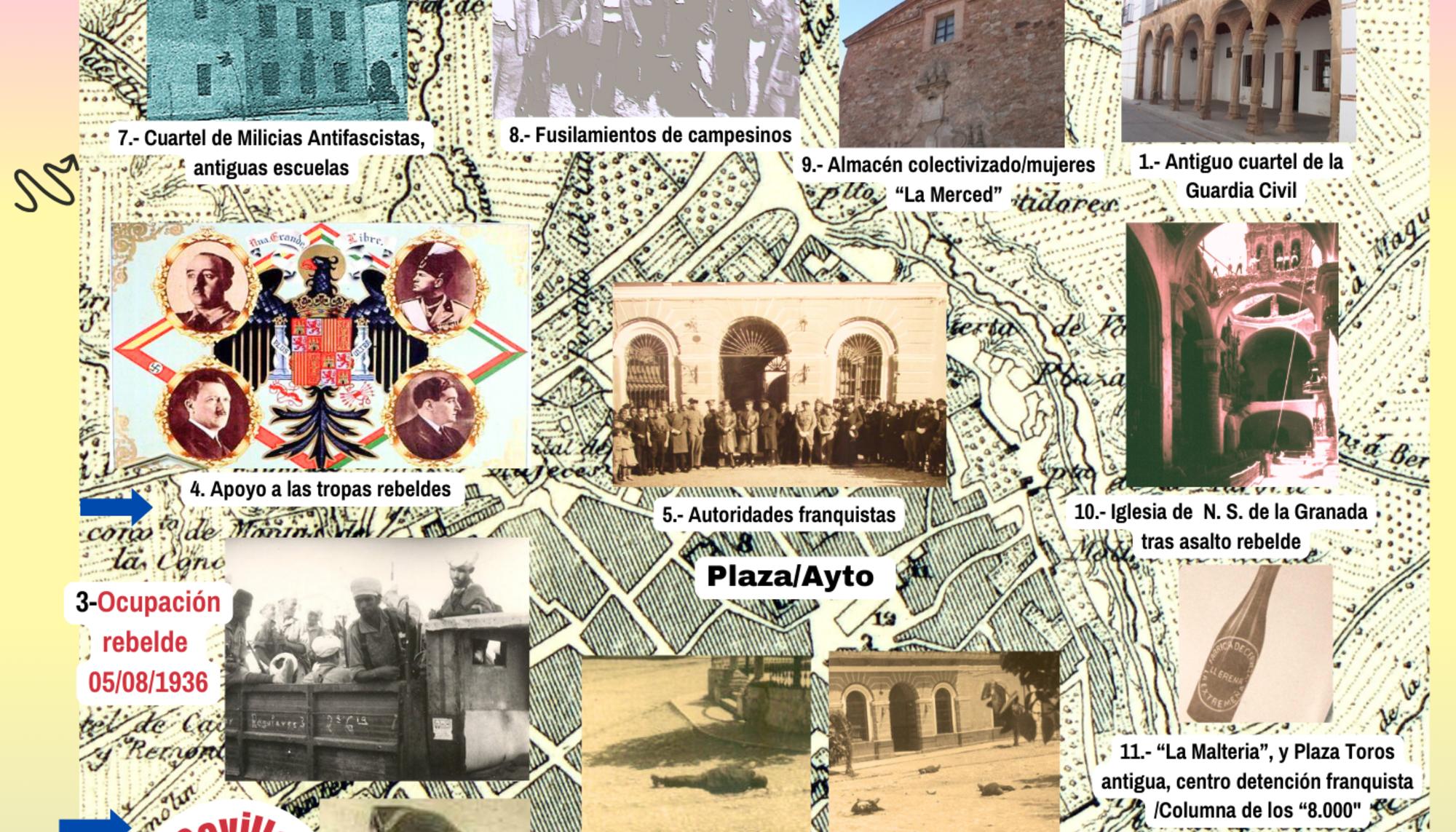 Mapa lugares memoria Extremadura Llerena