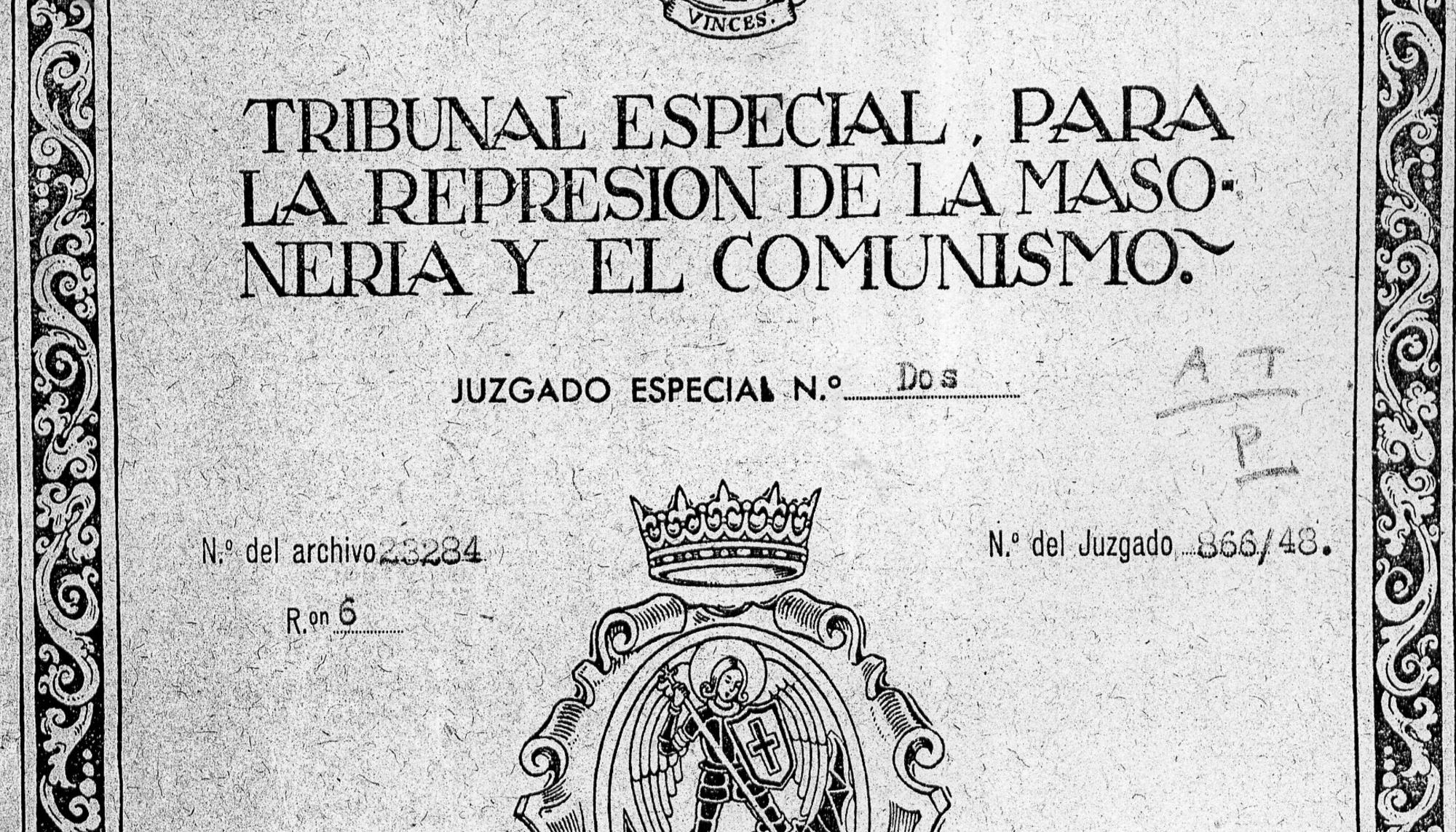 Portada de un expediente del Tribunal Especial franquista