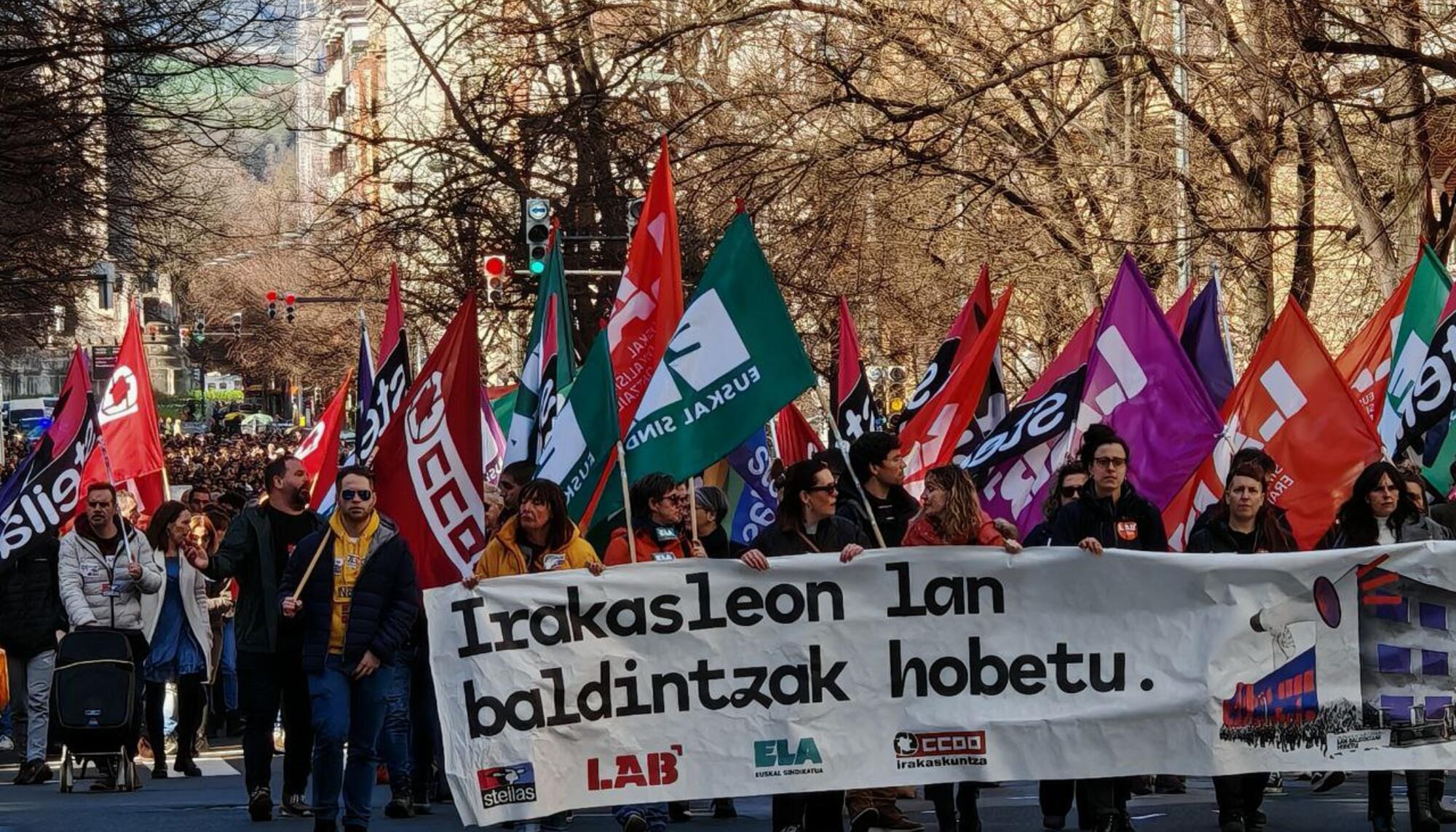 Huelga unitaria en educación vasca
