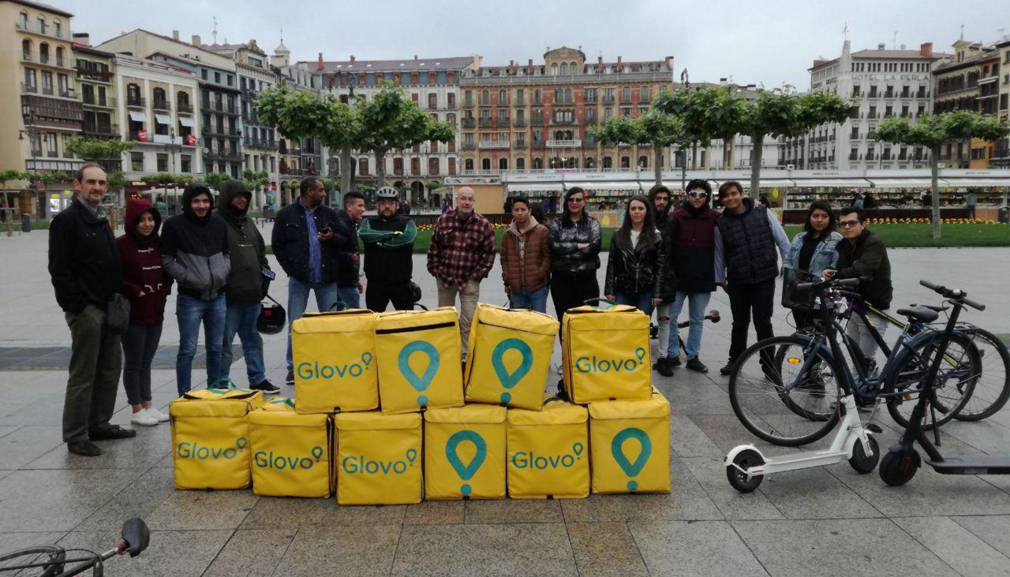 Trabajadores de Glovo en Pamplona.