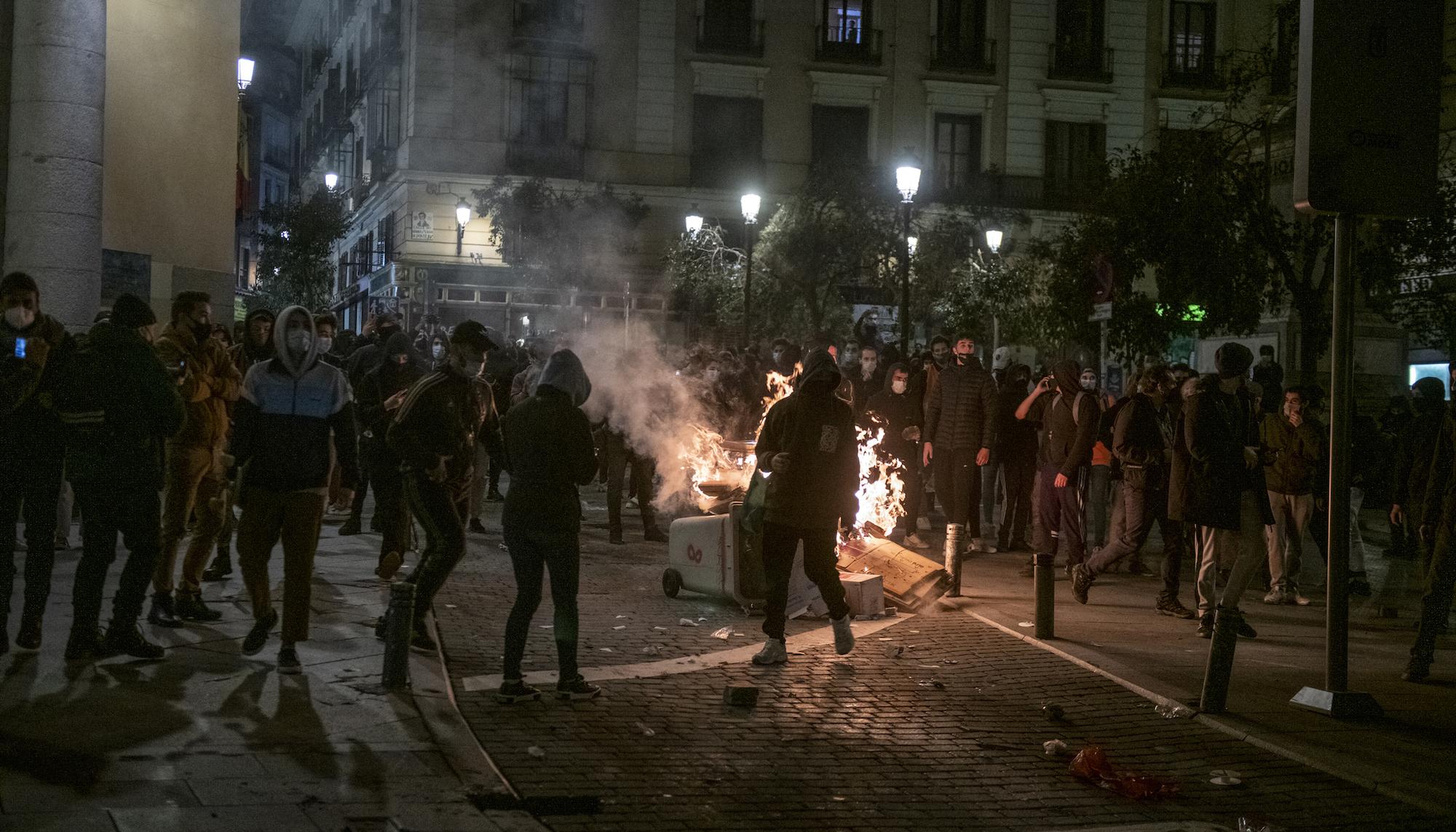 Manifestación en Madrid contra el encarcelamiento del rapero Pablo Hasél. - 22