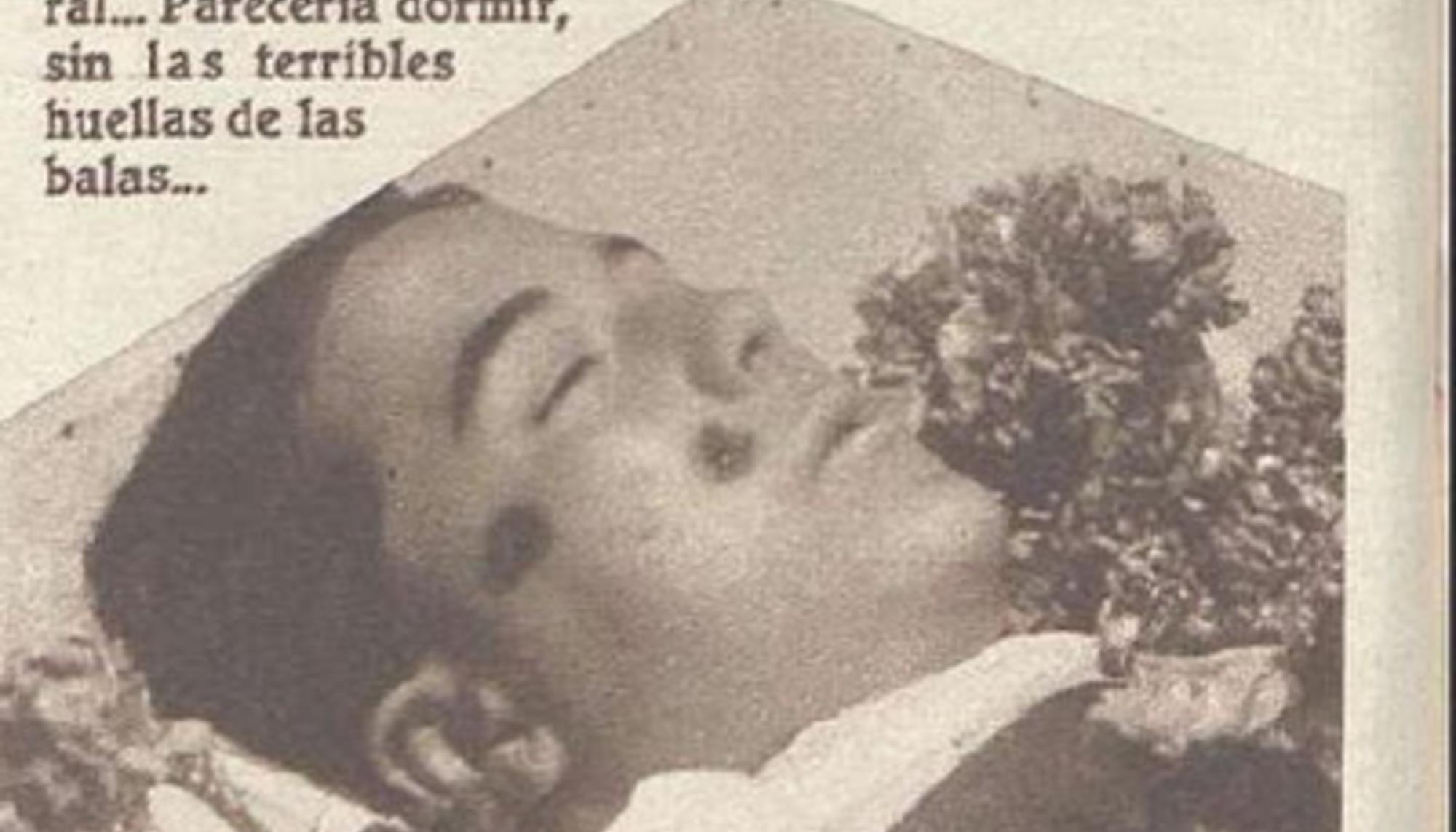 La fallecida Hildegart Rodríguez con el impacto de los disparos hechos por su madre