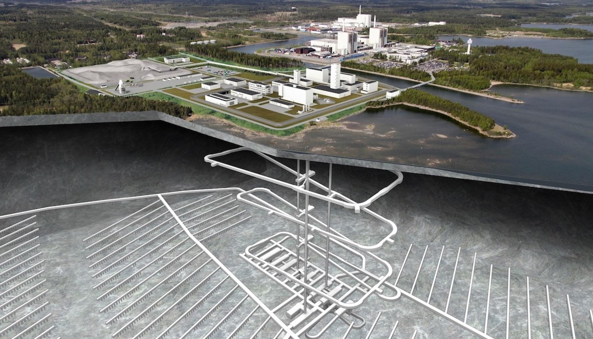 Esquema del plan de depósito geológico profundo de residuos nucleares de Forsmark. Fuente: Beyond Nuclear International