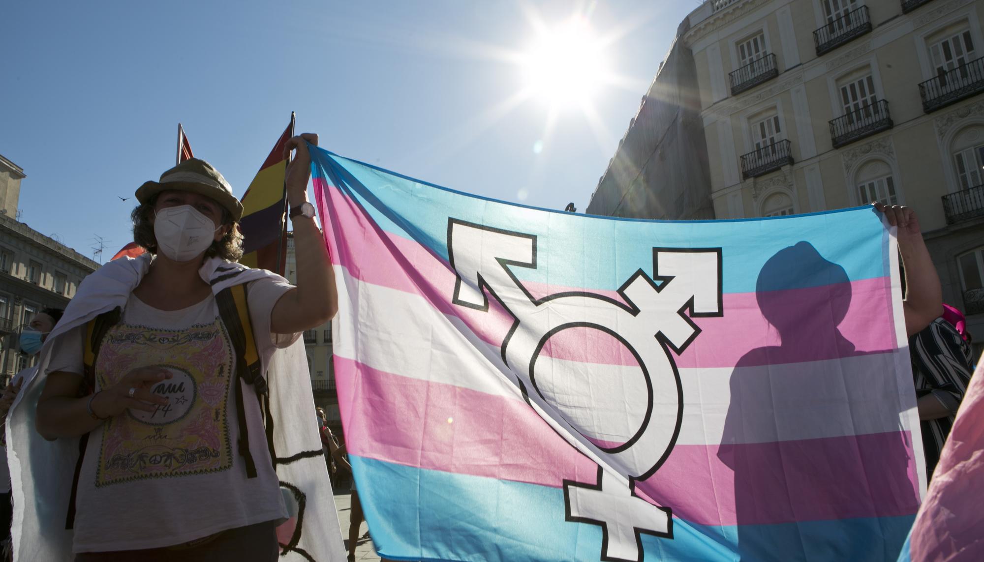 Familias Trans Aliadas se concentran en Sol para pedir una Ley Estatal Bandera Sol