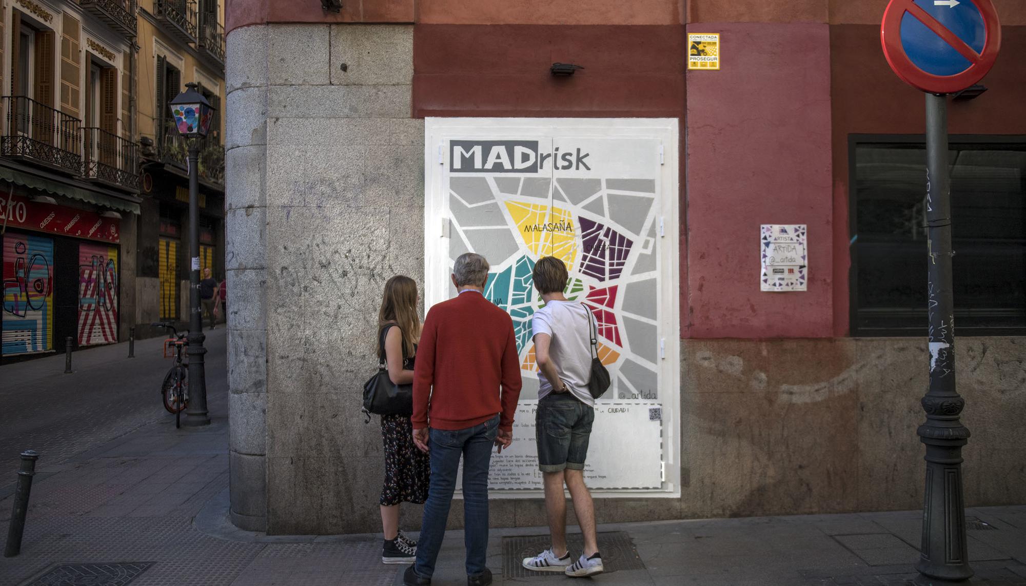 Mural antigentrificacion en el barrio de Malasaña