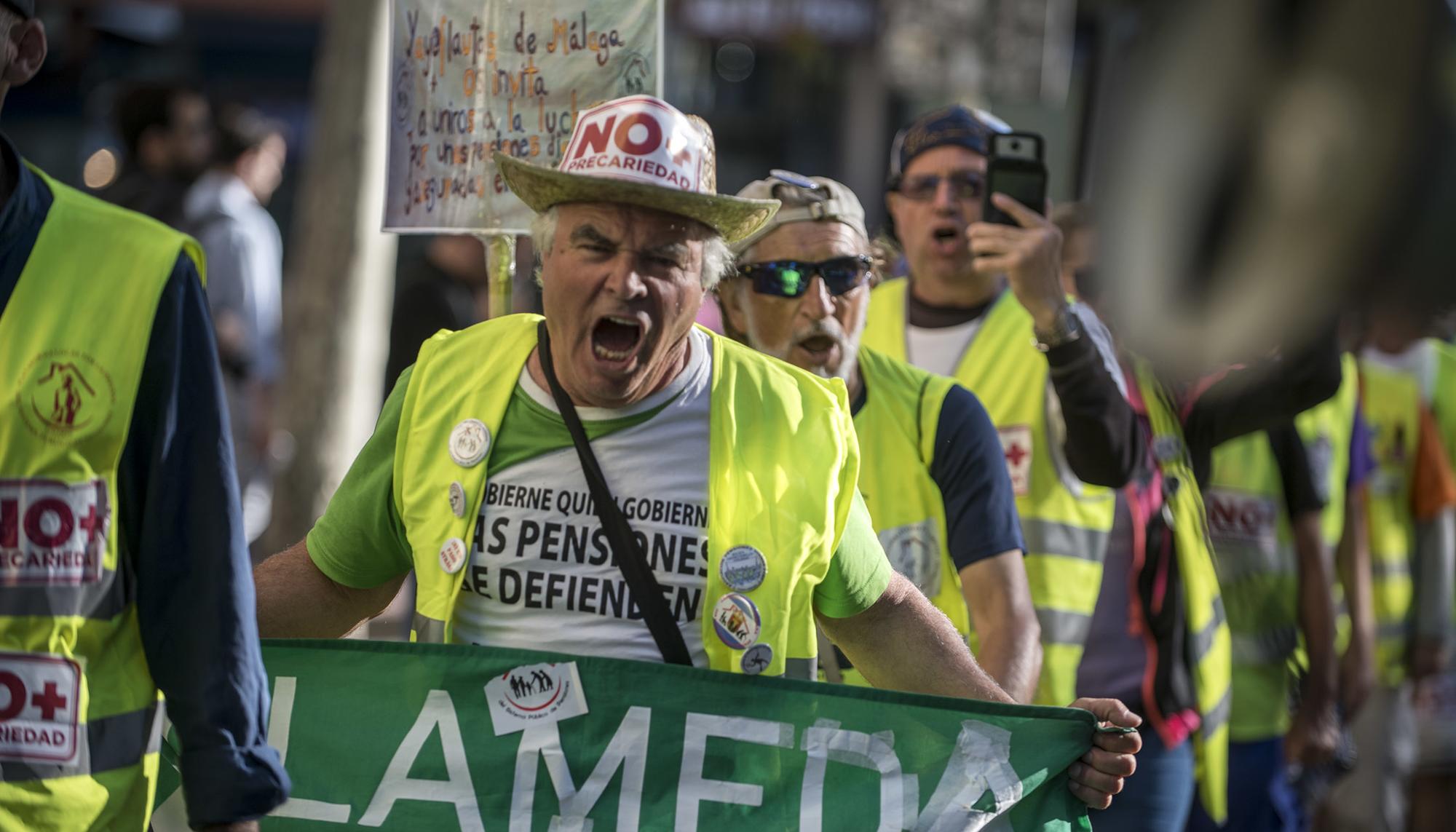 Columna Sur de los pensionistas a su llegada a Madrid