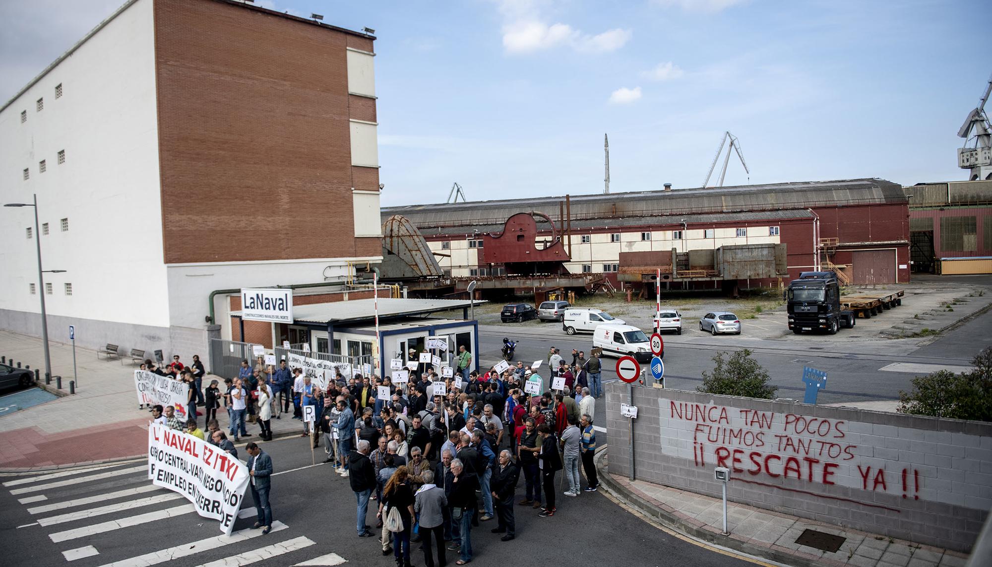 Protesta en La Naval, en Sestao.