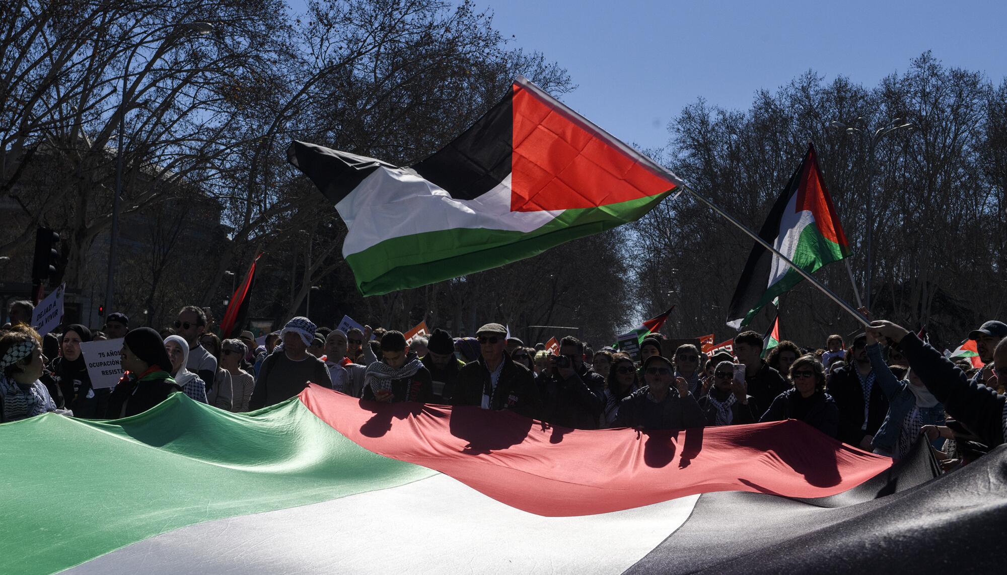 Manifestación del 17 de febrero "Libertad para Palestina" convocada por Sumar, IU, Más País, PCE y los grandes sindicatos. El PSOE apoyó la manifestación como "participante". - 1