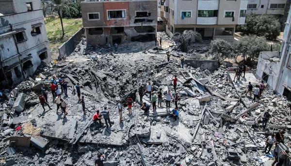 Edificio destruido por los ataques de Israel en Gaza en agosto de 2022