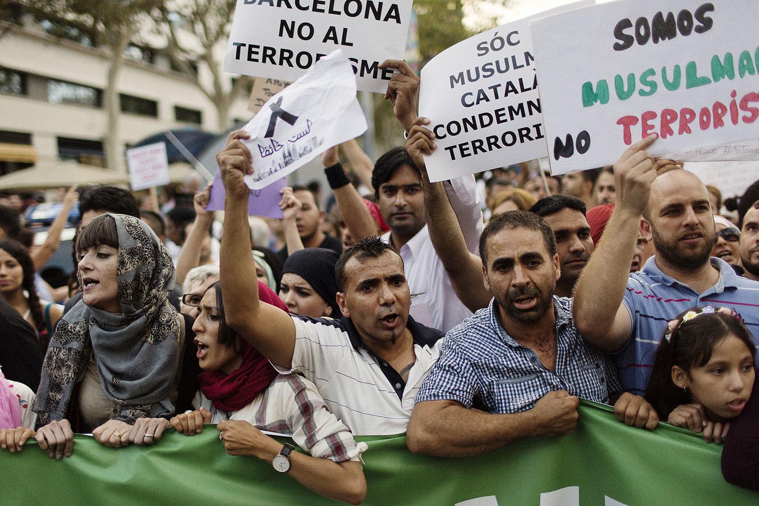 Concentración en la Rambla de Barcelona tras el atentado del 17 de agosto