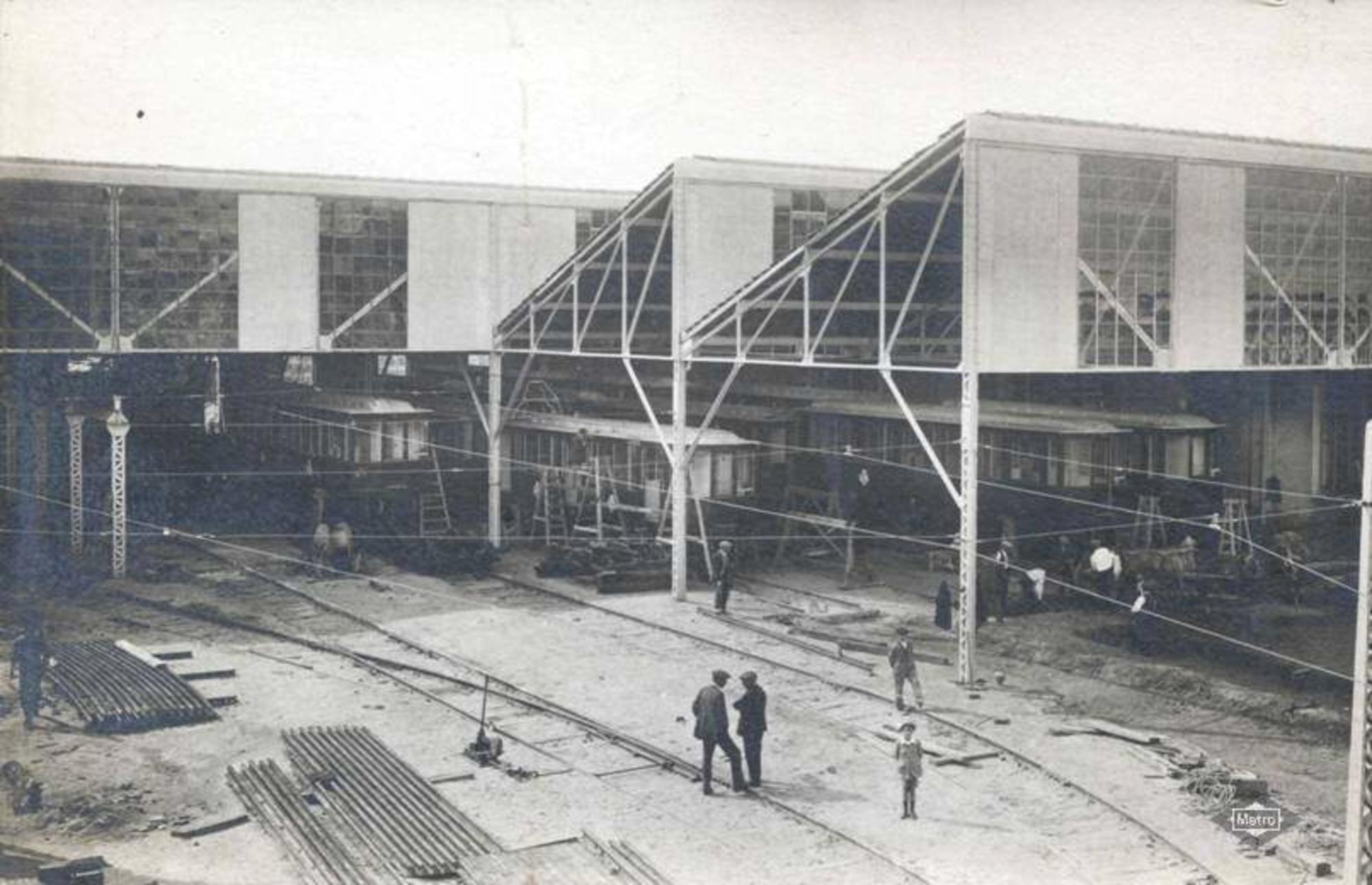 Construcción de las cocheras de Cuatro Caminos. Metro de Madrid