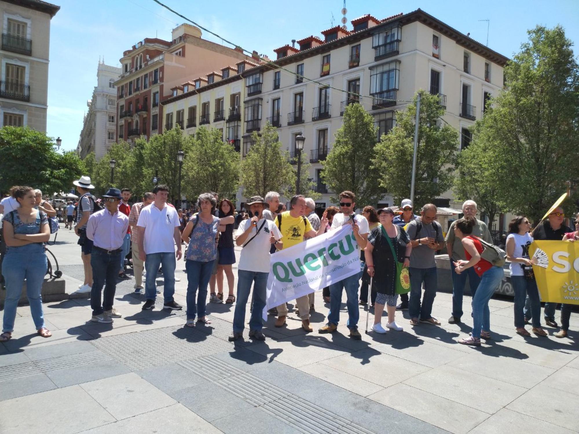 Nuno Sequeira durante la concentración del Foro Social Mundial Antinuclear Madrid 2019 en Madrid, 2 de junio.