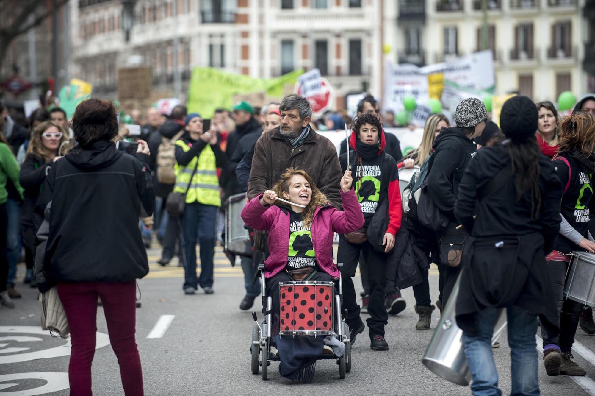 Manifestante de la PAH en Gran Vía