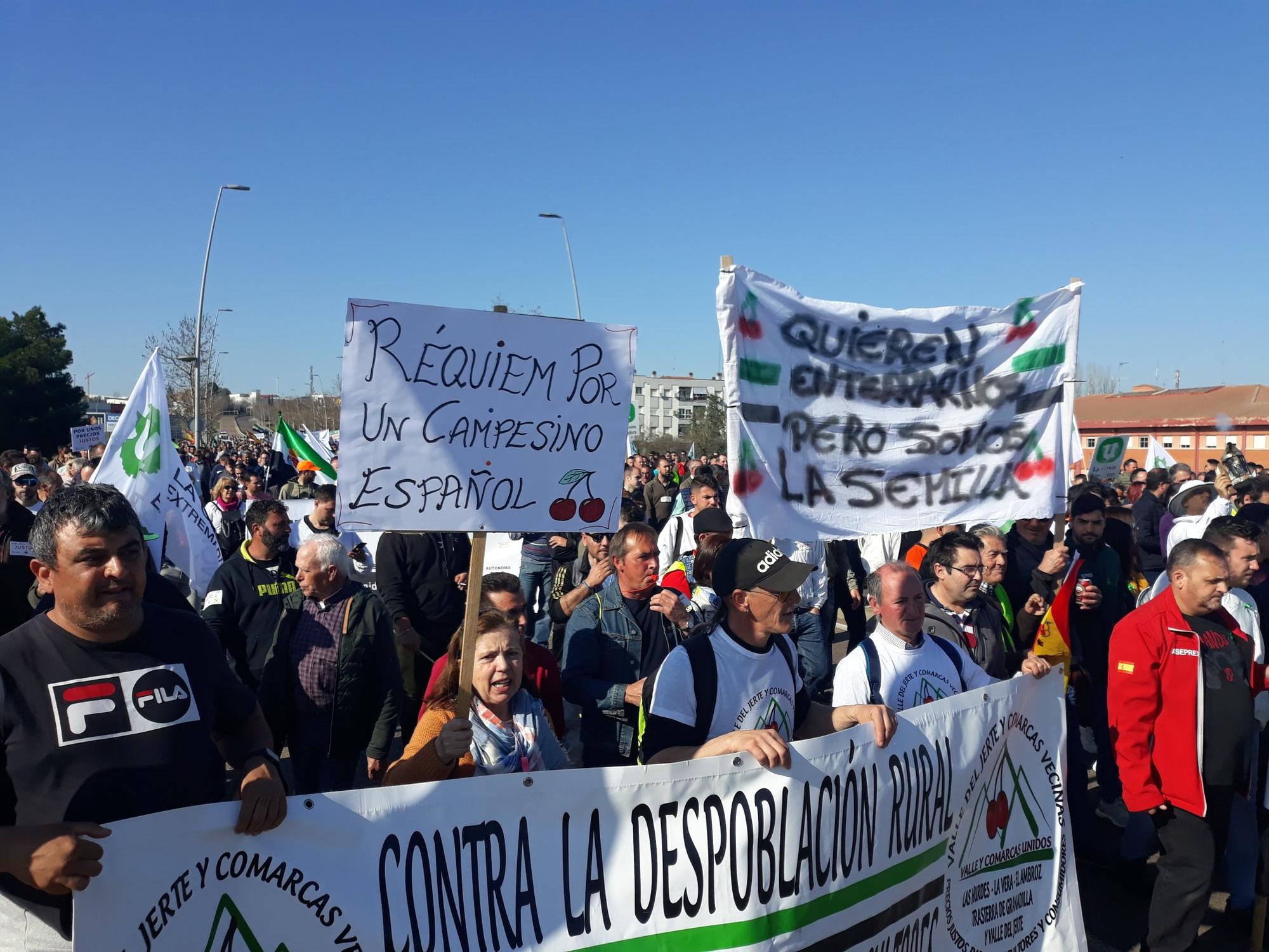 Protesta de trabajadores del campo Extremadura 2