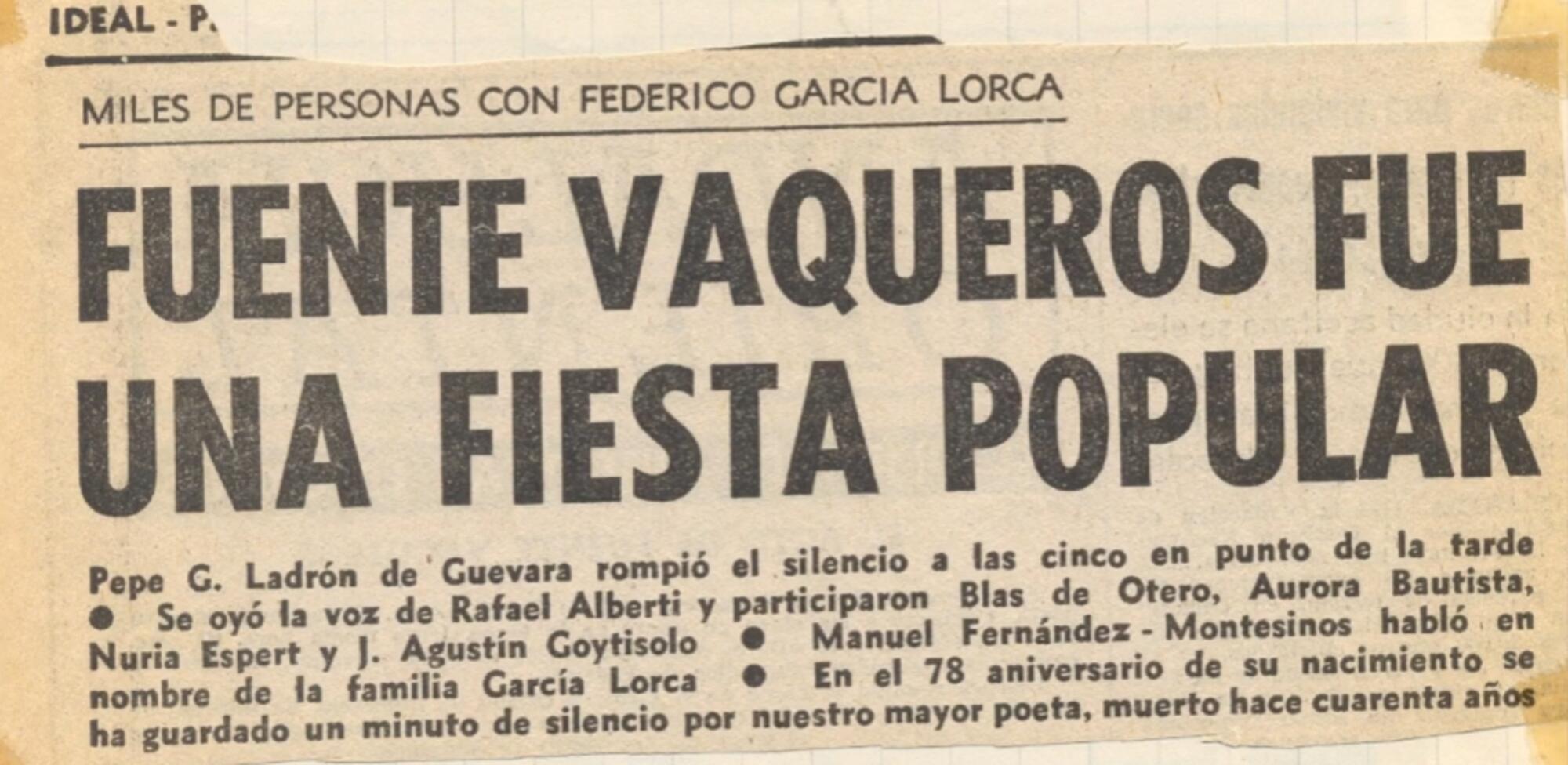 Homenaje Lorca Fuente Vaqueros 1976 VI