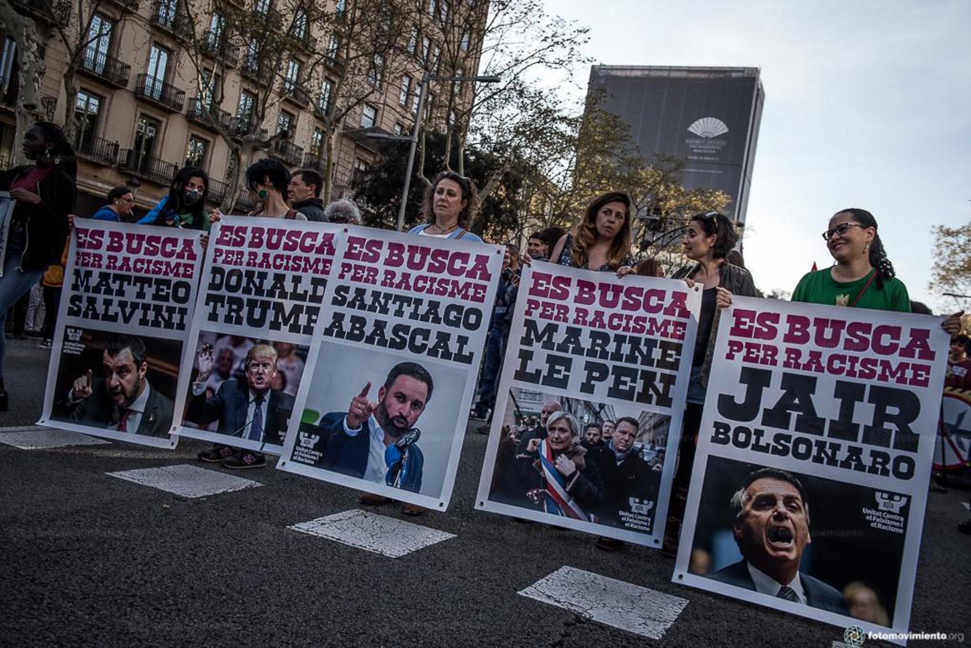 Manifestación contra Vox el 21 de marzo de 2019 en Barcelona. Imagen de Xavi Ariza / Fotomovimiento.