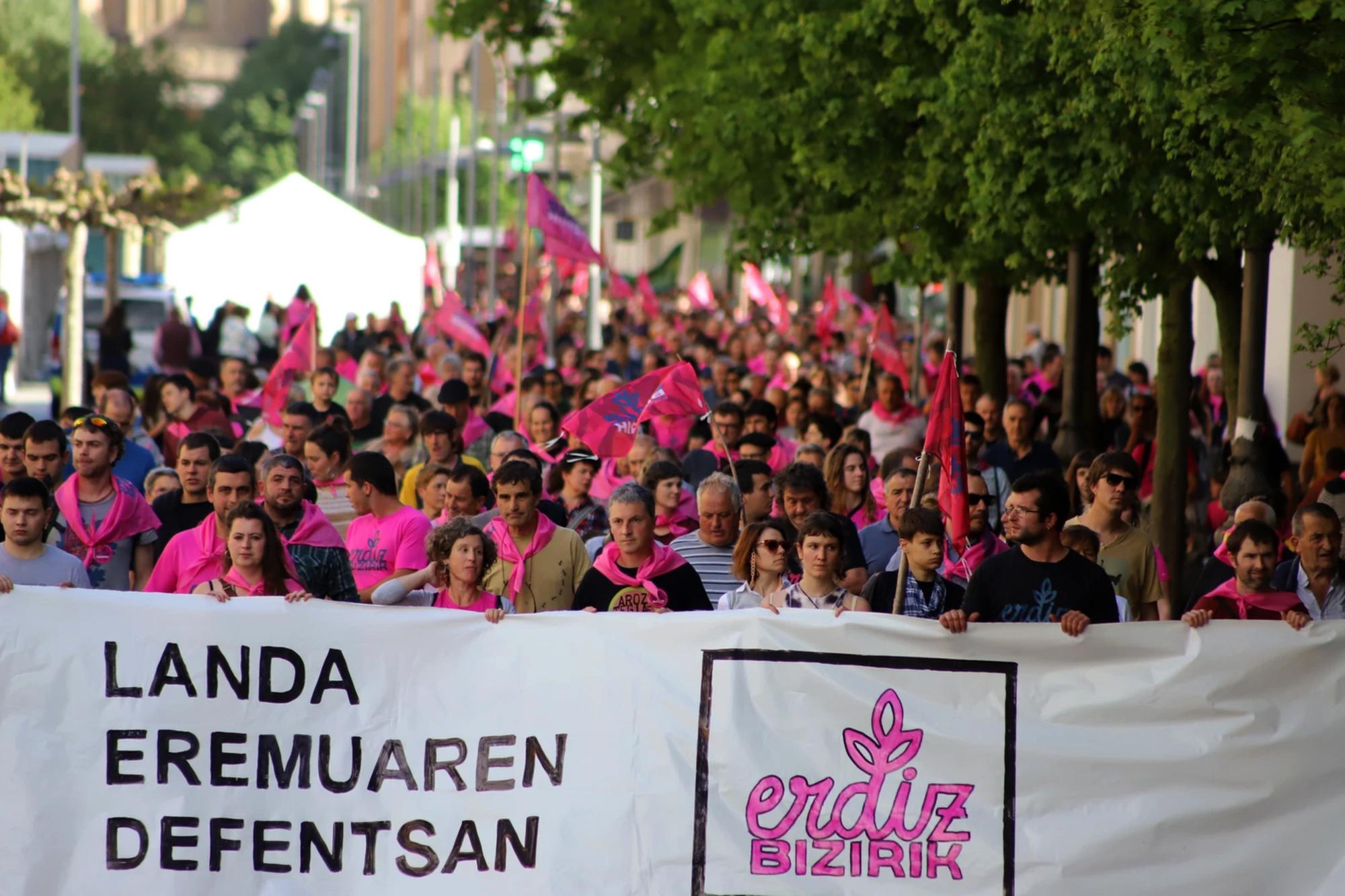 Manifestación de Erdiz Bizirik en Iruña