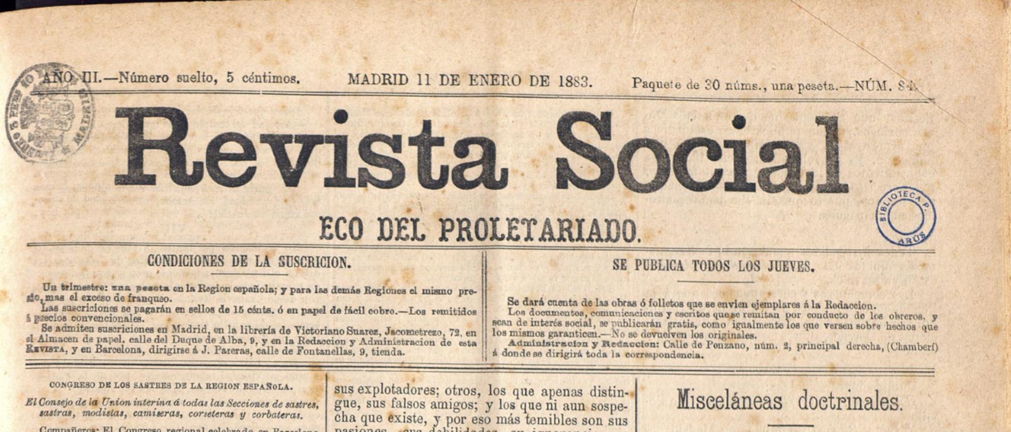 Revista Social, Congreso de sastres