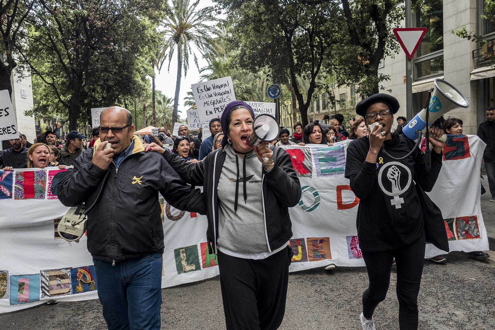 Manifestación el 1 de mayo por los derechos de las personas migrantes.